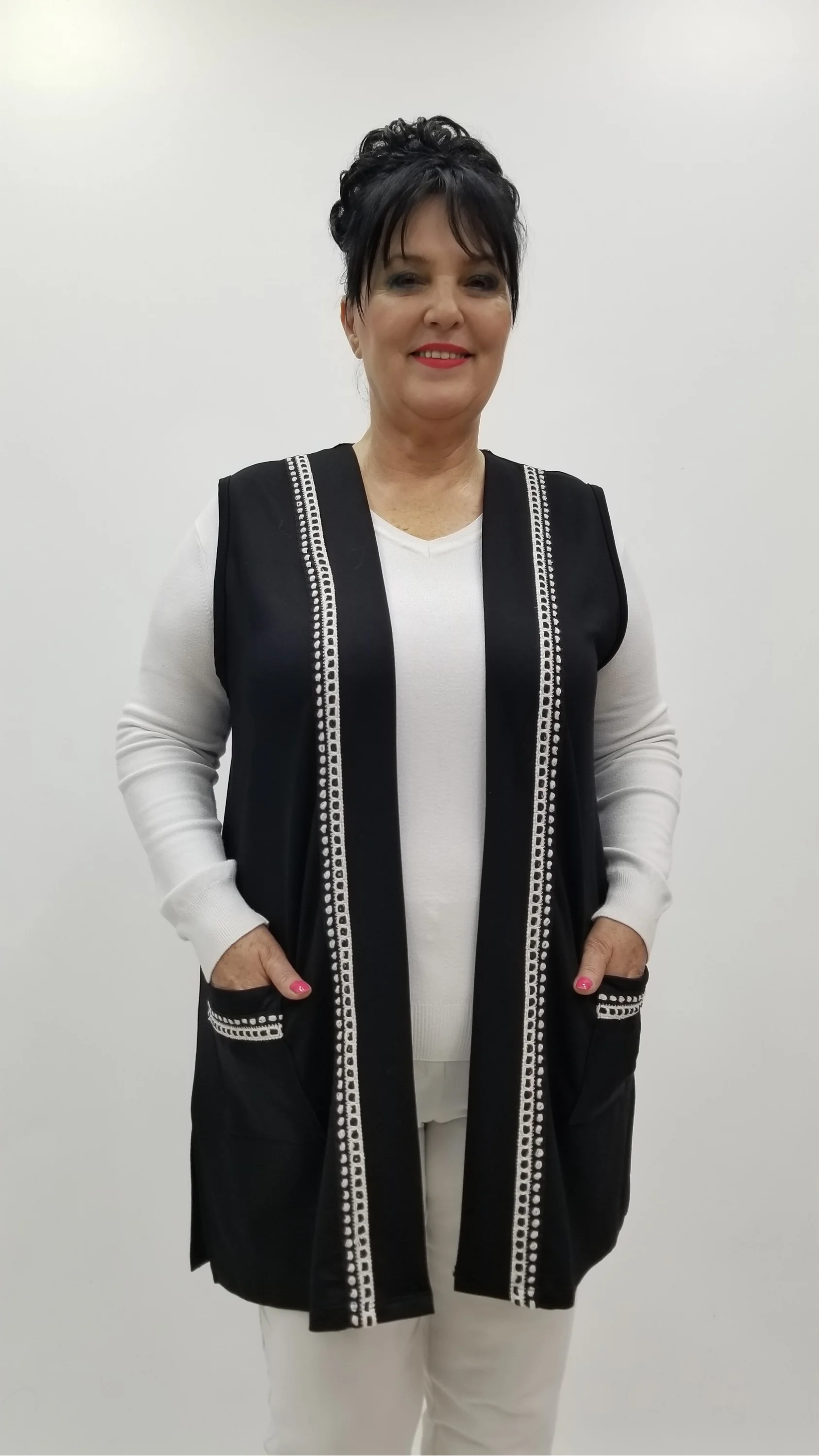 Miraggio Büyük Beden Yelek 4271 SİYAH/BEYAZ