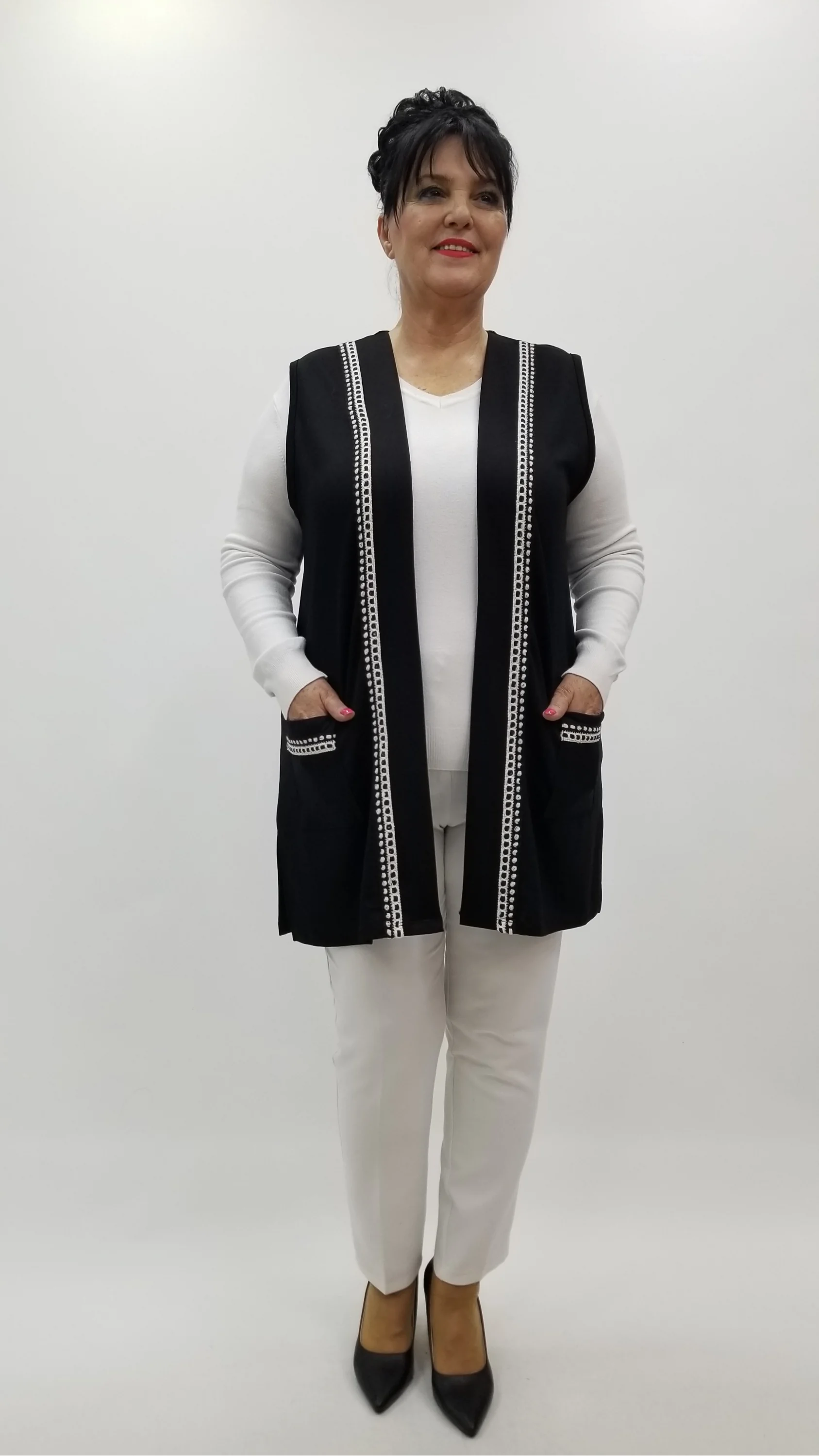 Miraggio Büyük Beden Yelek 4271 SİYAH/BEYAZ