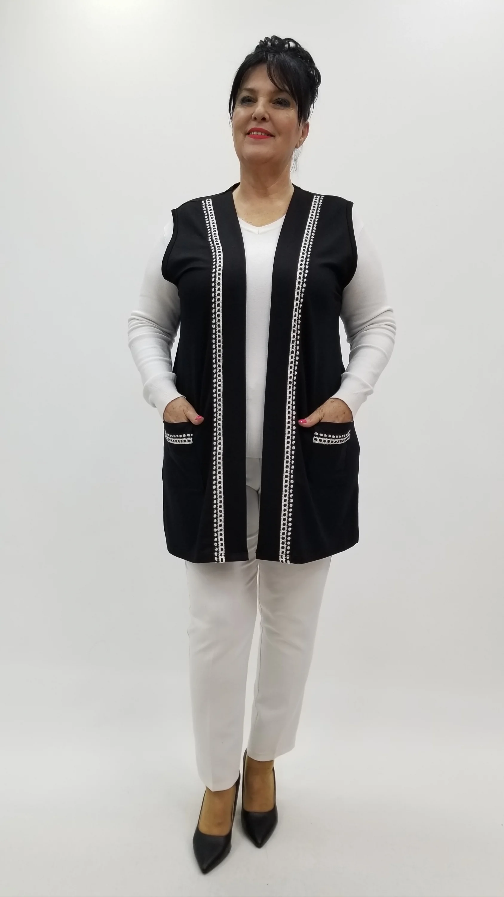 Miraggio Büyük Beden Yelek 4271 SİYAH/BEYAZ