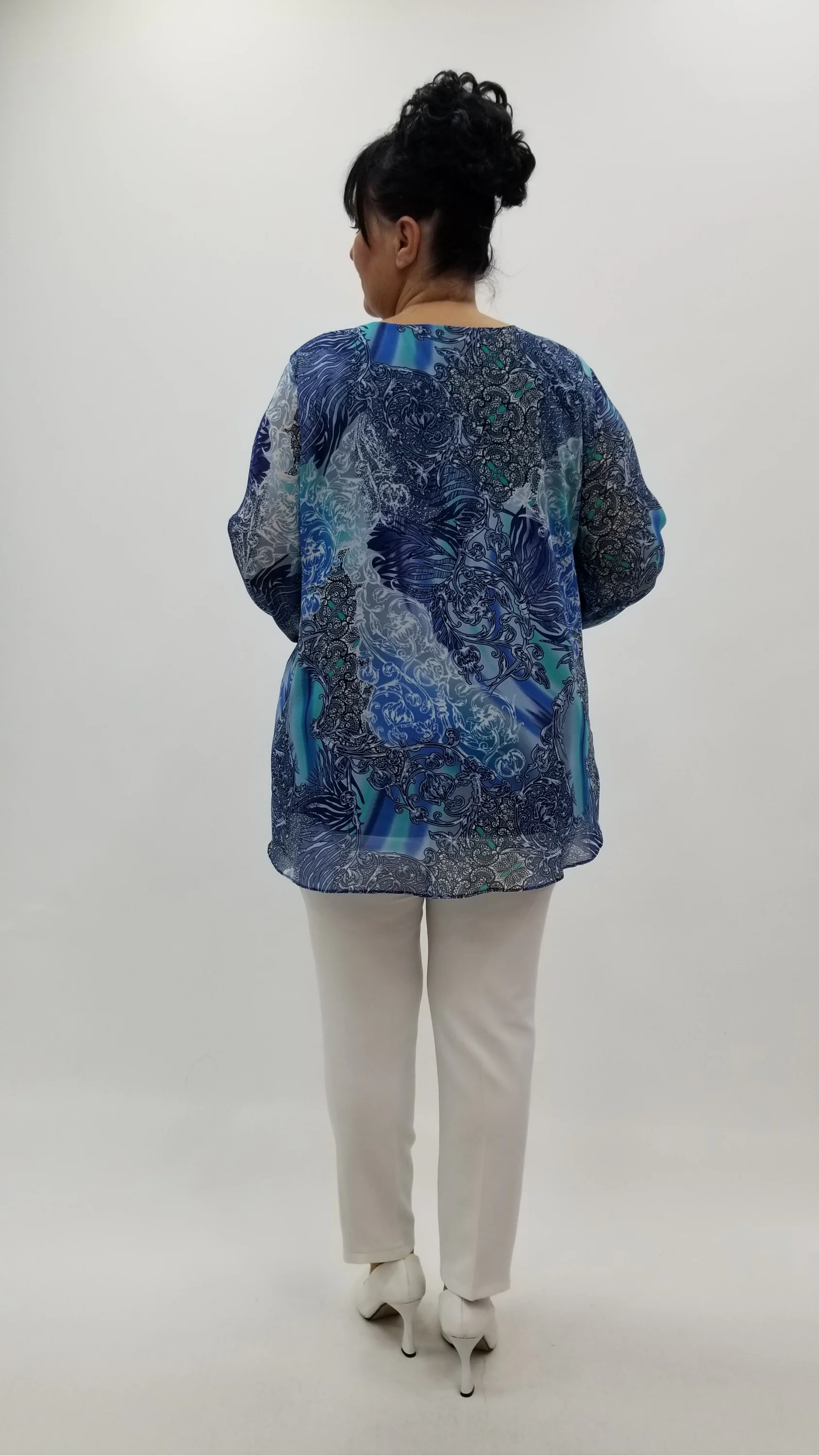 Miraggio Büyük Beden Abiye Bluz 4369 MAVİ