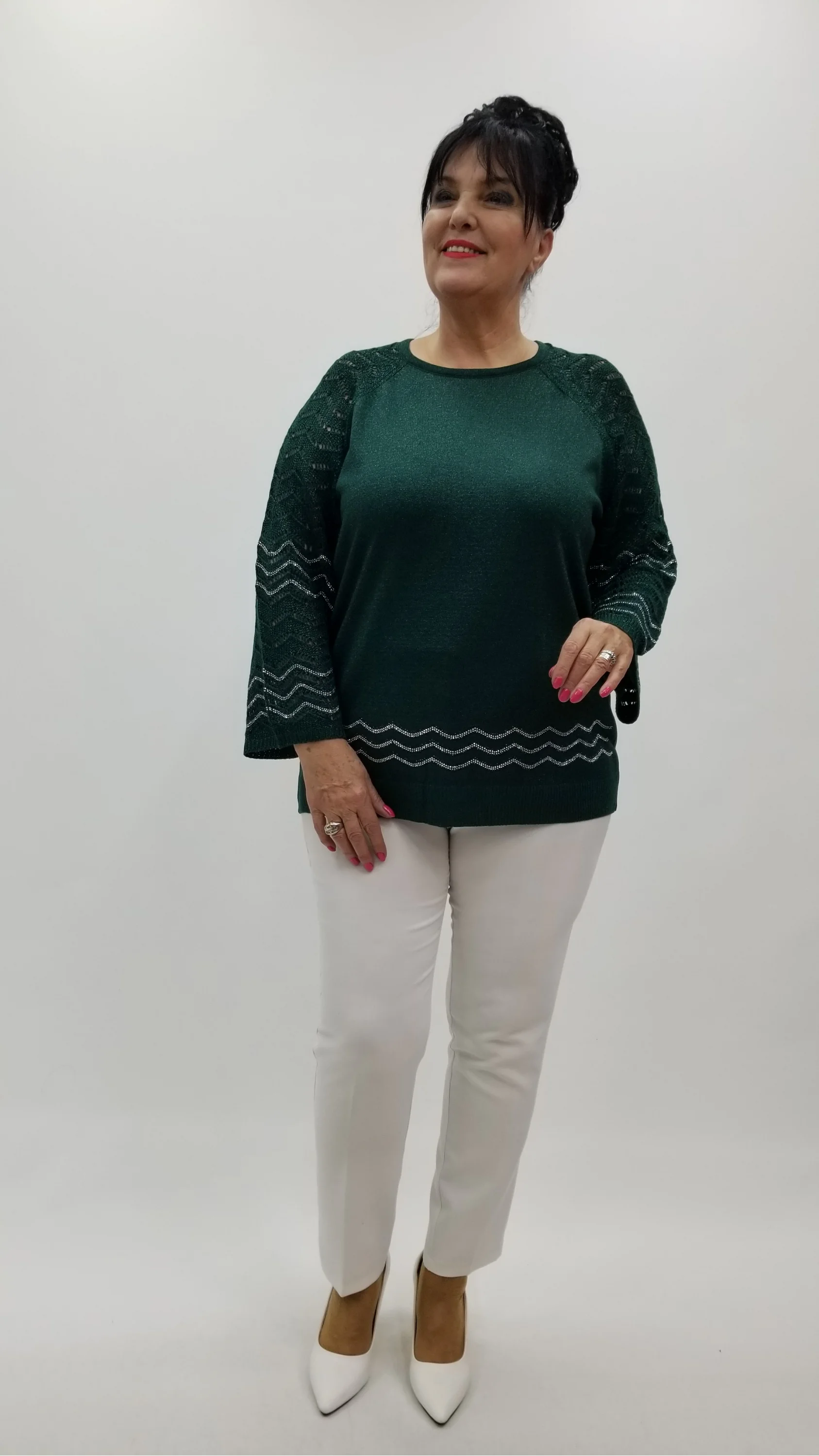 Miraggio Büyük Beden Bluz 4389 ZÜMRÜT YEŞİLİ