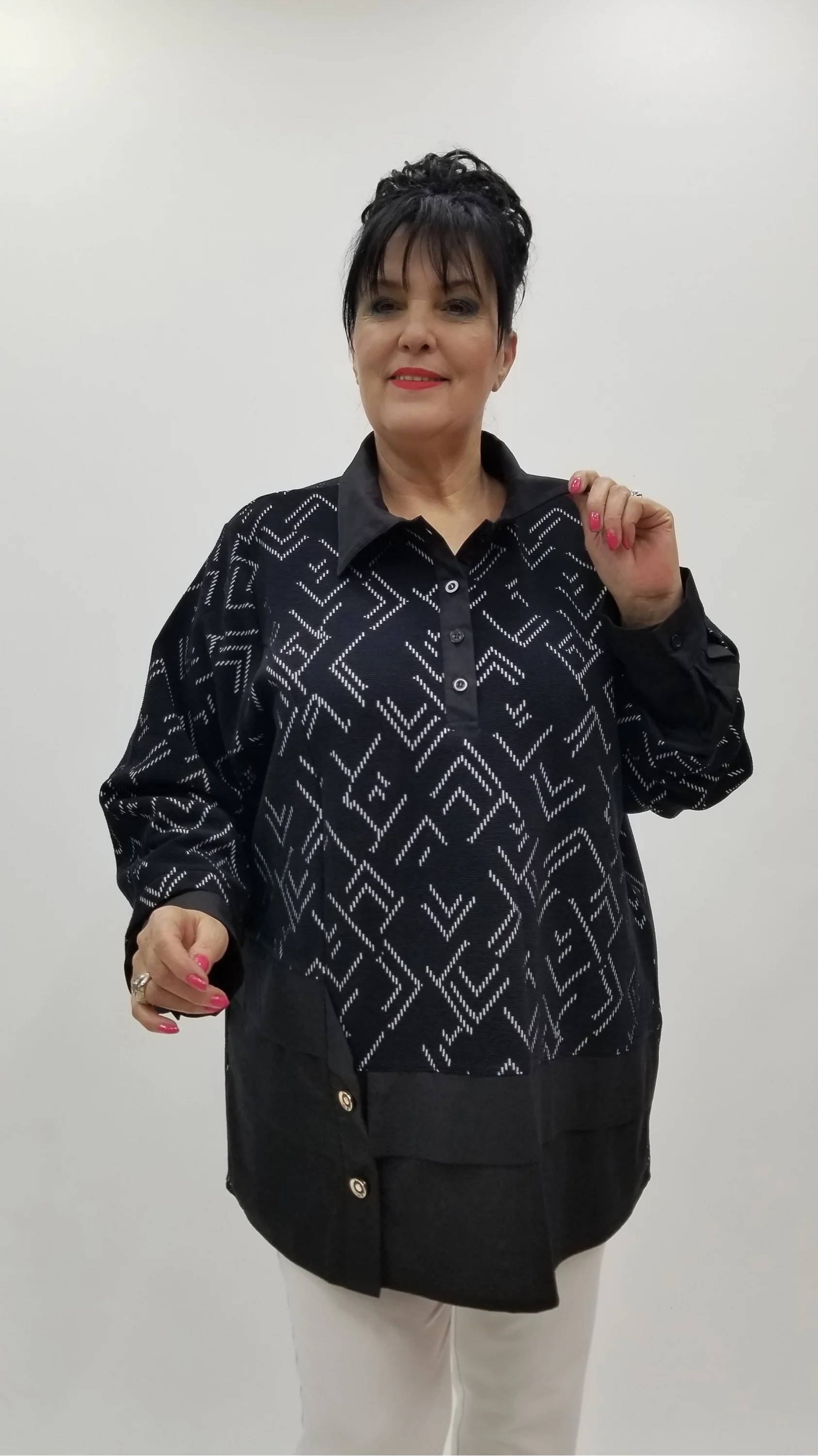 Miraggio Büyük Beden Bluz 4380 SİYAH/BEYAZ