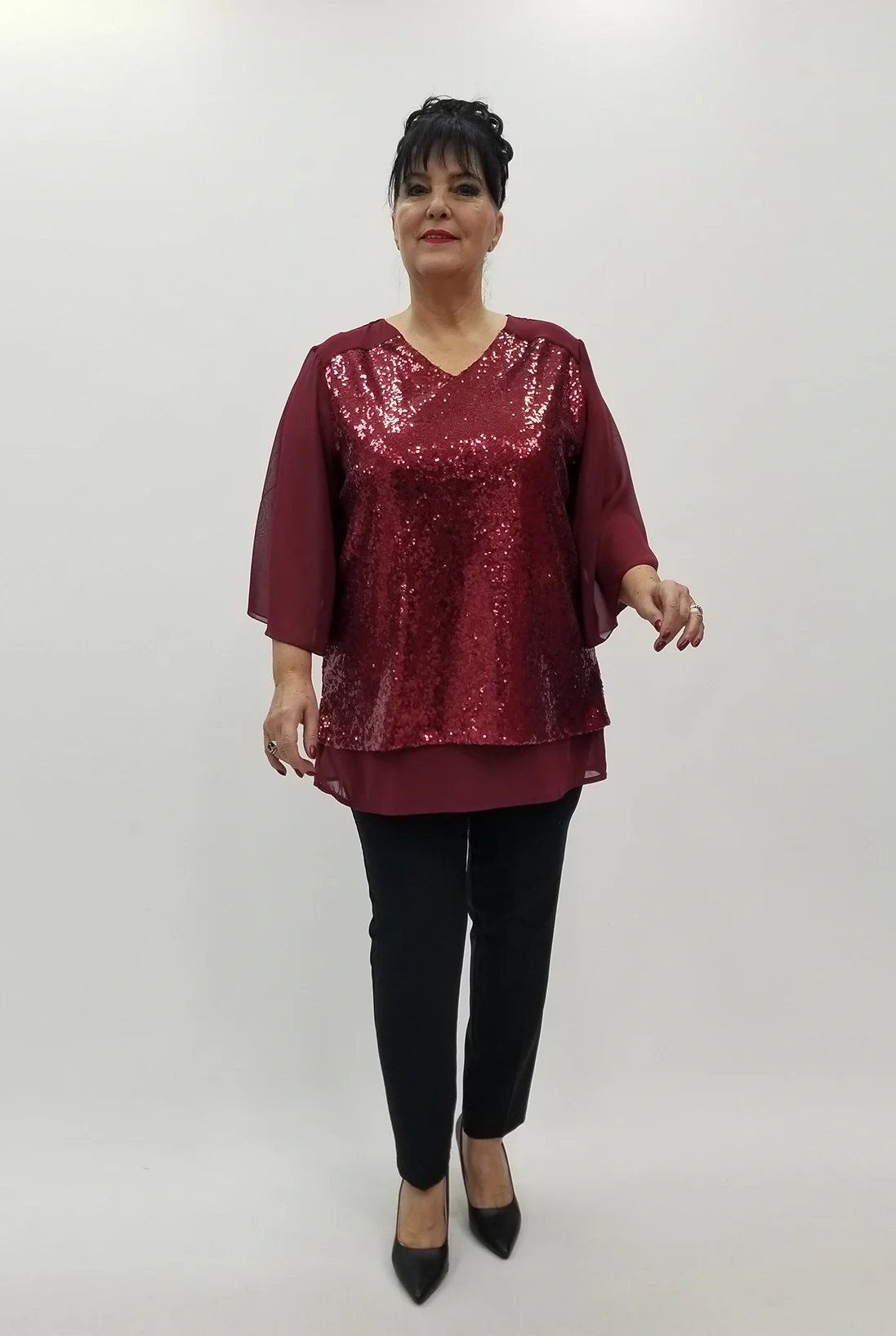 Miraggio Büyük Beden Abiye Bluz 4300 BORDO