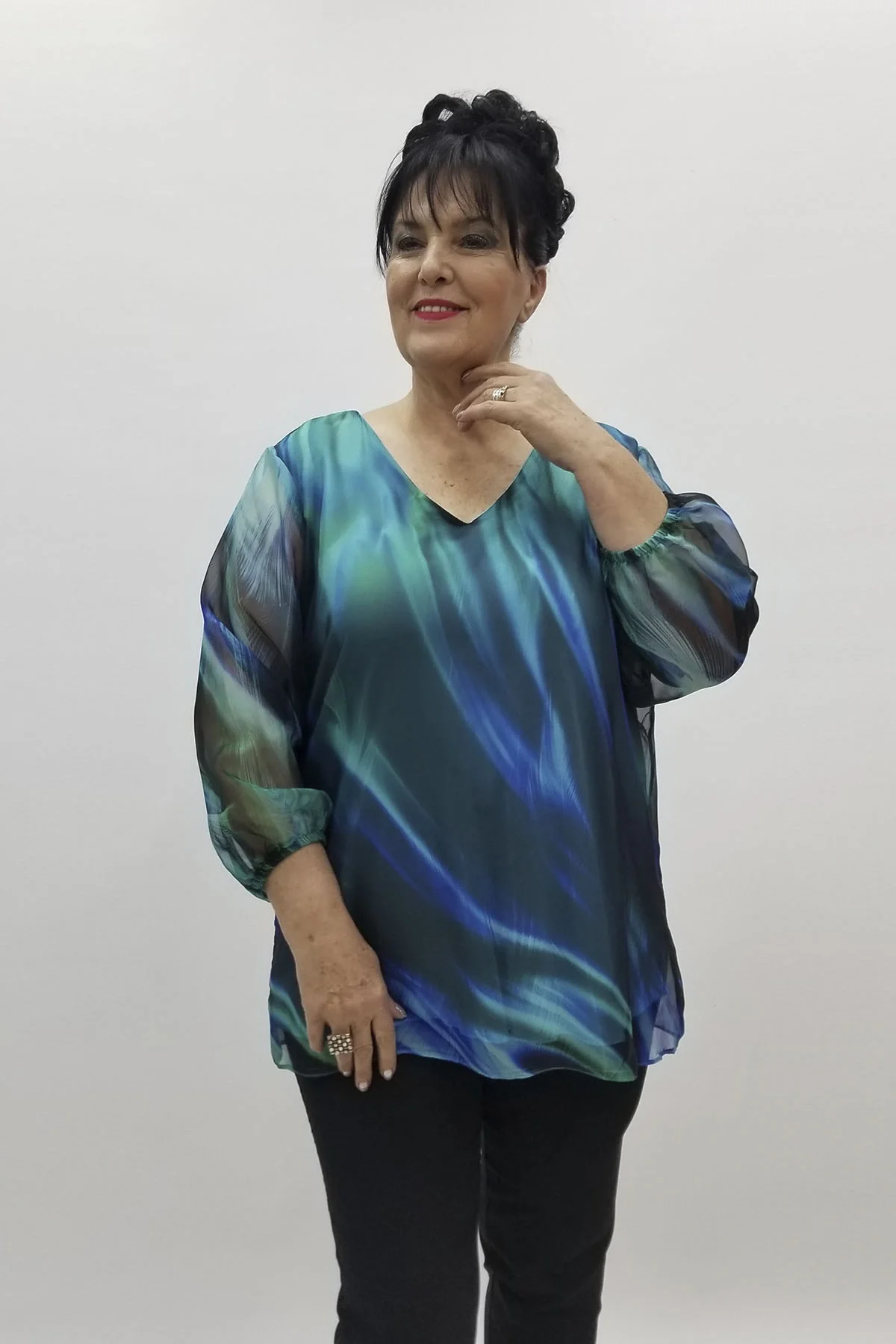 Miraggio Büyük Beden Abiye Bluz 98423 TURKUAZ