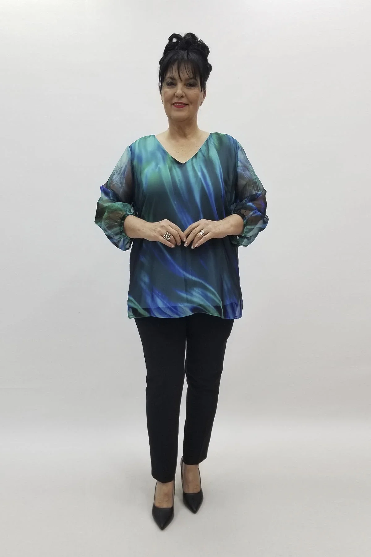 Miraggio Büyük Beden Abiye Bluz 98423 TURKUAZ