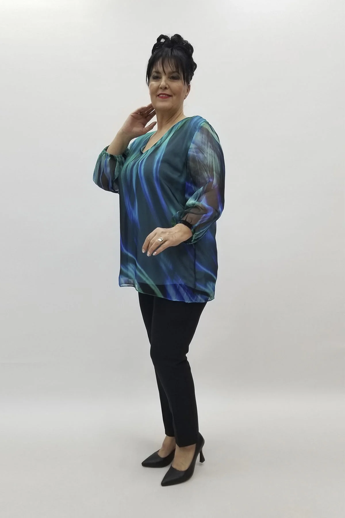 Miraggio Büyük Beden Abiye Bluz 98423 TURKUAZ