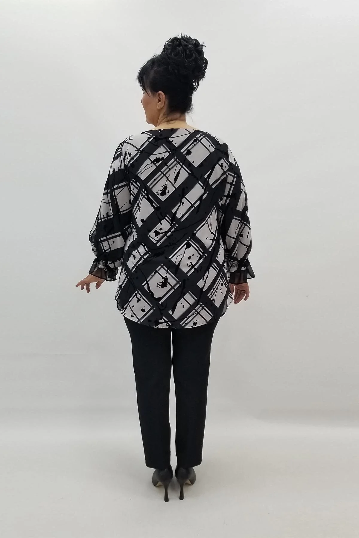 Miraggio Büyük Beden Abiye Bluz 98442 SİYAH/BEYAZ