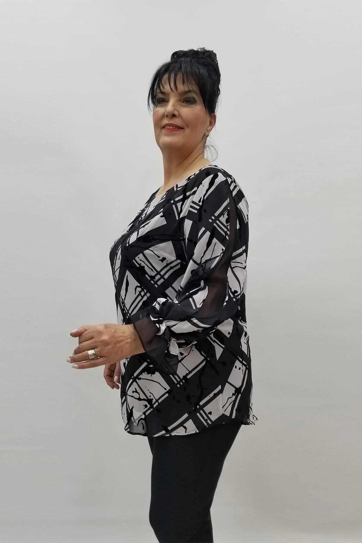 Miraggio Büyük Beden Abiye Bluz 98442 SİYAH/BEYAZ