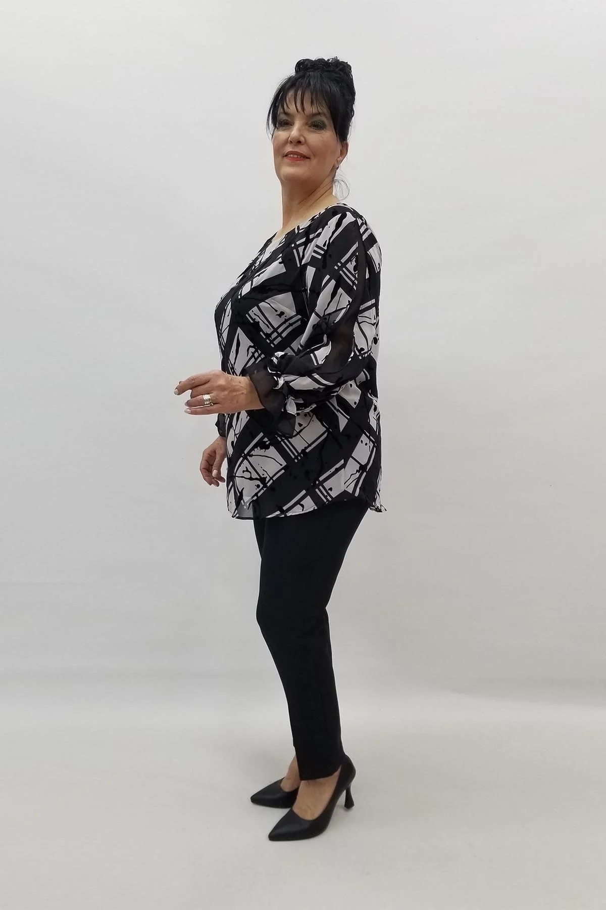 Miraggio Büyük Beden Abiye Bluz 98442 SİYAH/BEYAZ
