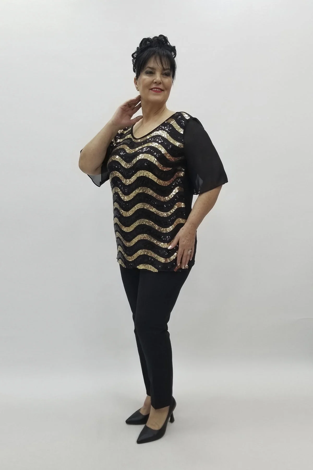 Miraggio Büyük Beden Abiye Bluz 98453 GOLD