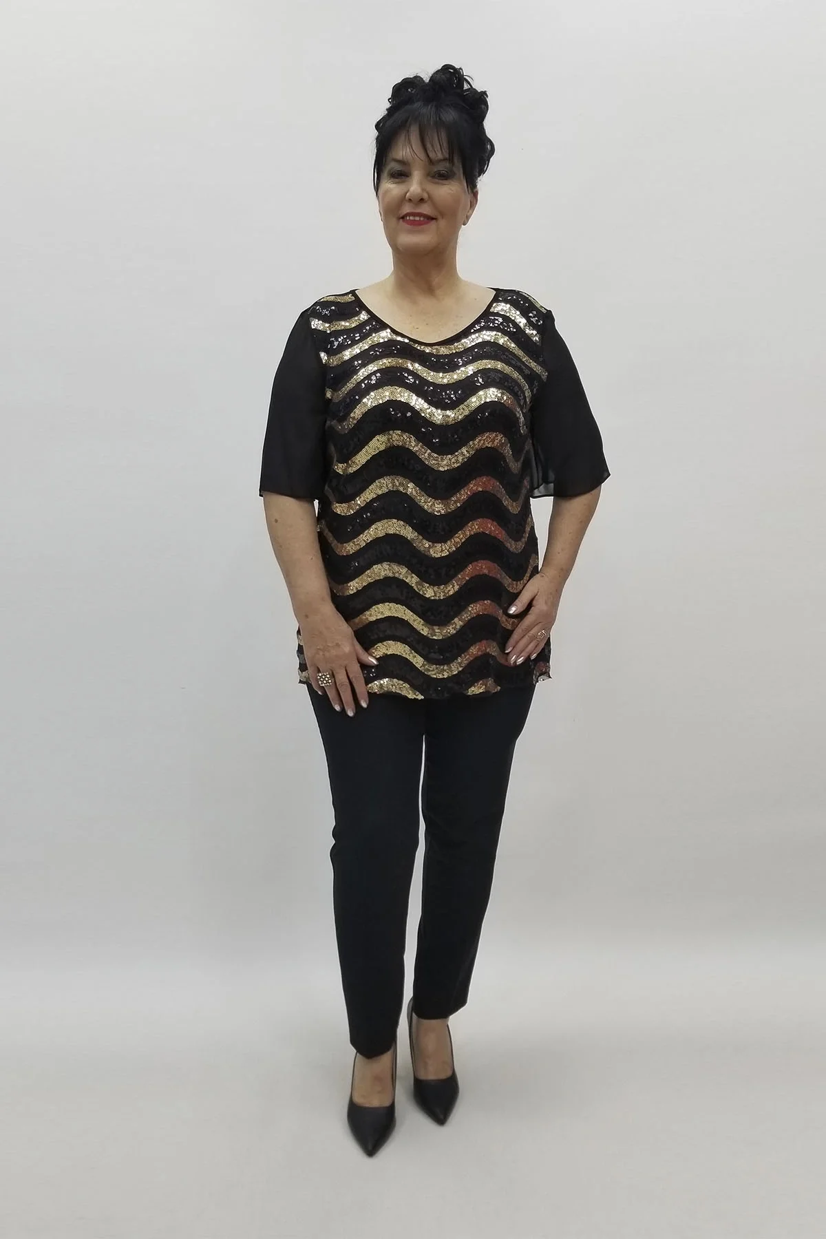 Miraggio Büyük Beden Abiye Bluz 98453 GOLD