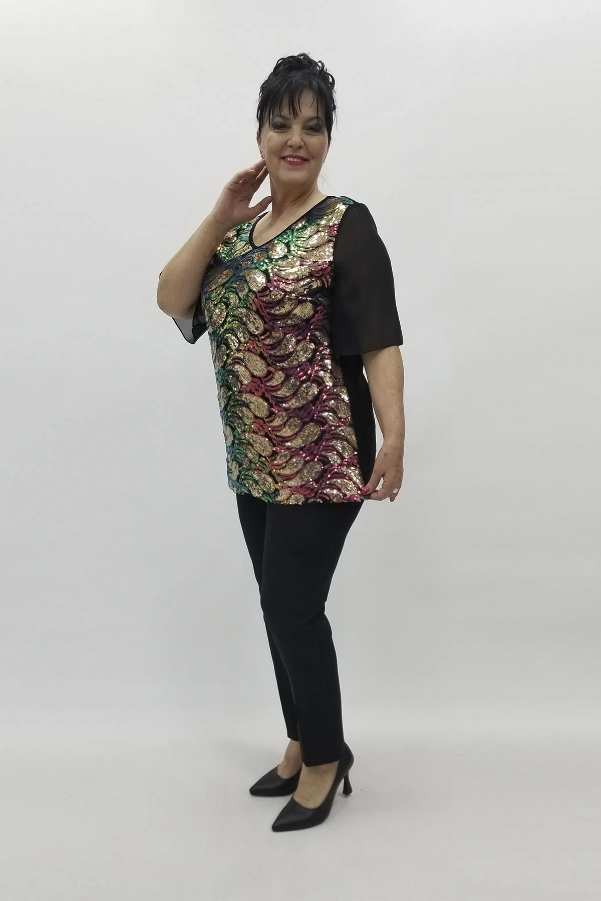 Miraggio Büyük Beden Abiye Bluz 98557 FUŞYA