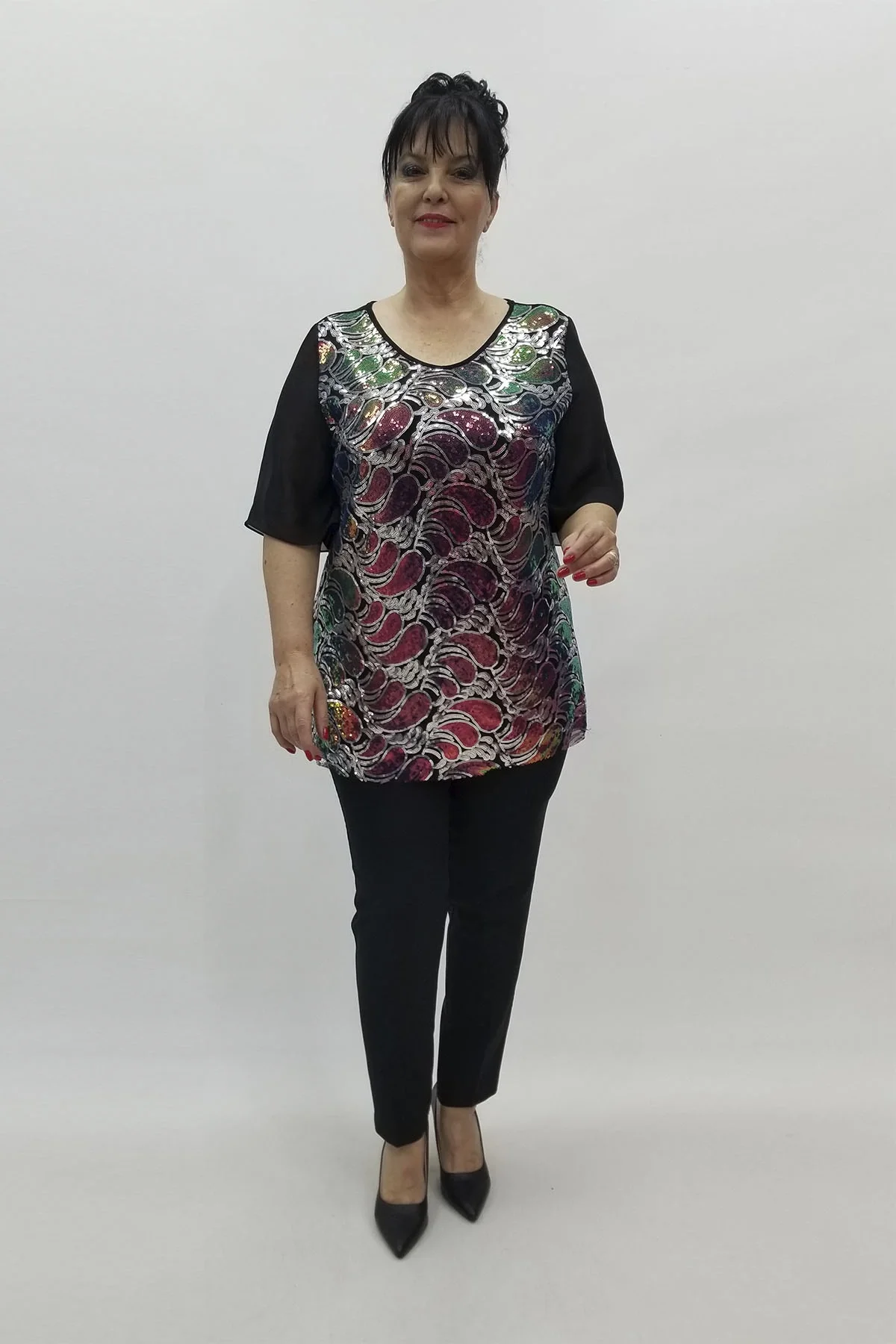 Miraggio Büyük Beden Abiye Bluz 98557 GÜMÜŞ