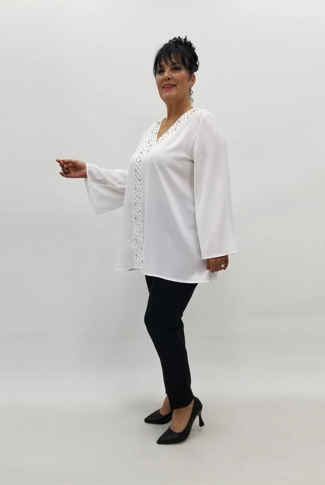 Miraggio Büyük Beden Abiye Bluz 98753 BEYAZ