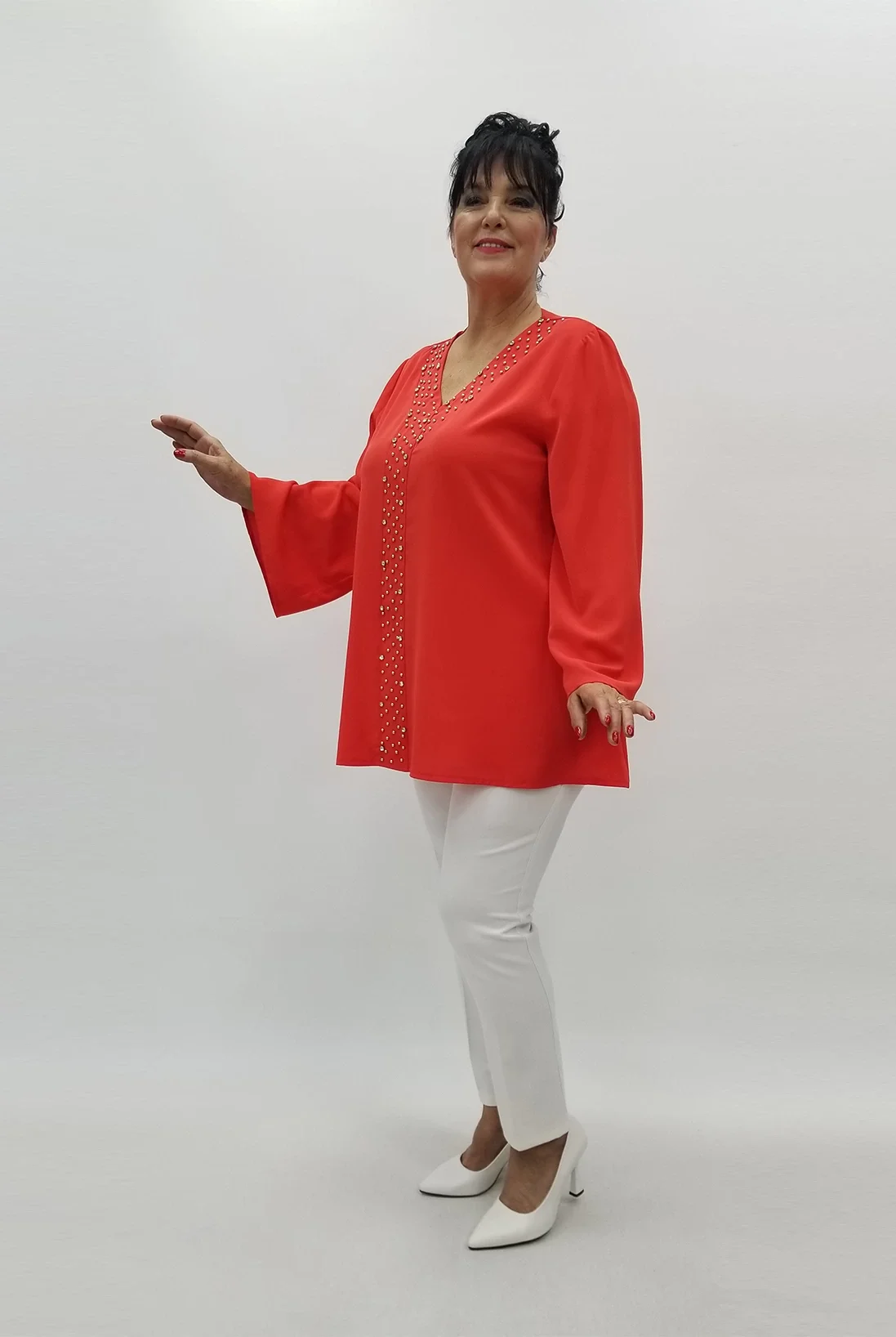 Miraggio Büyük Beden Abiye Bluz 98753 MERCAN