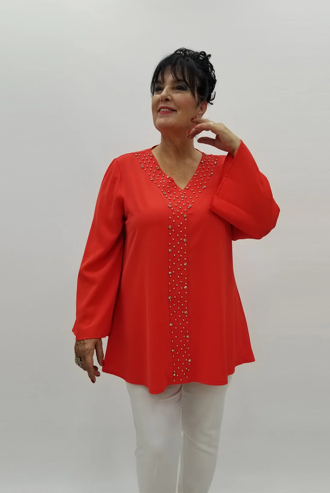 Miraggio Büyük Beden Abiye Bluz 98753 MERCAN