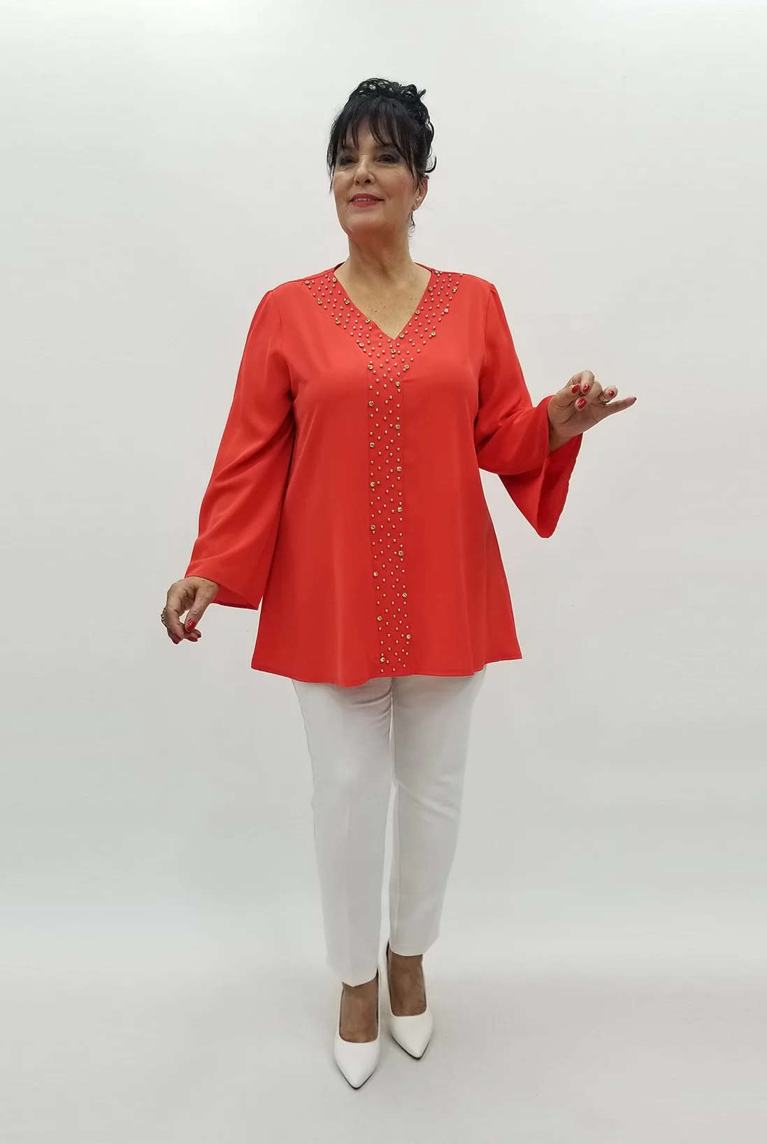 Miraggio Büyük Beden Abiye Bluz 98753 MERCAN