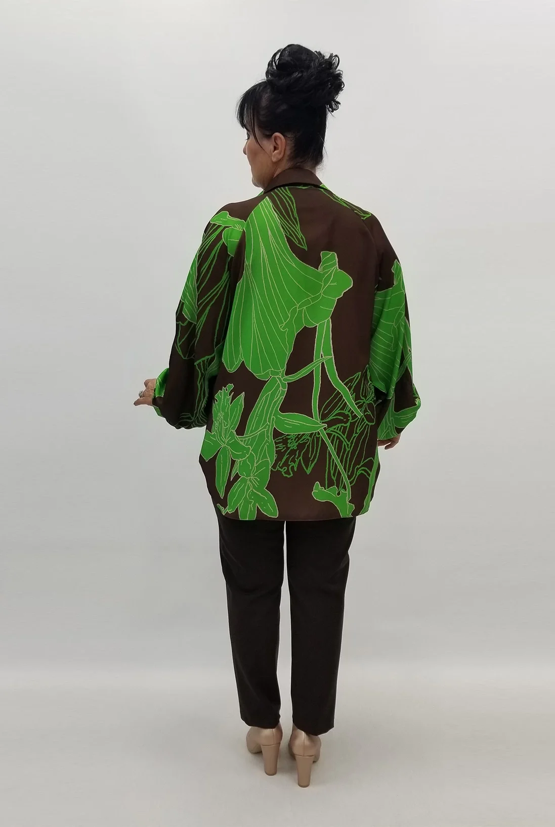 Miraggio Büyük Beden Abiye Bluz 99096 KAHVE/YEŞİL