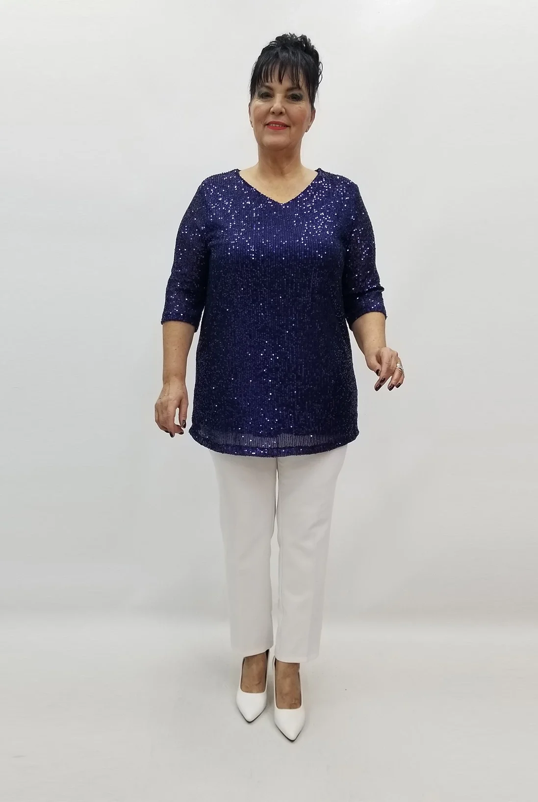 Miraggio Büyük Beden Abiye Bluz 99364 LACİVERT