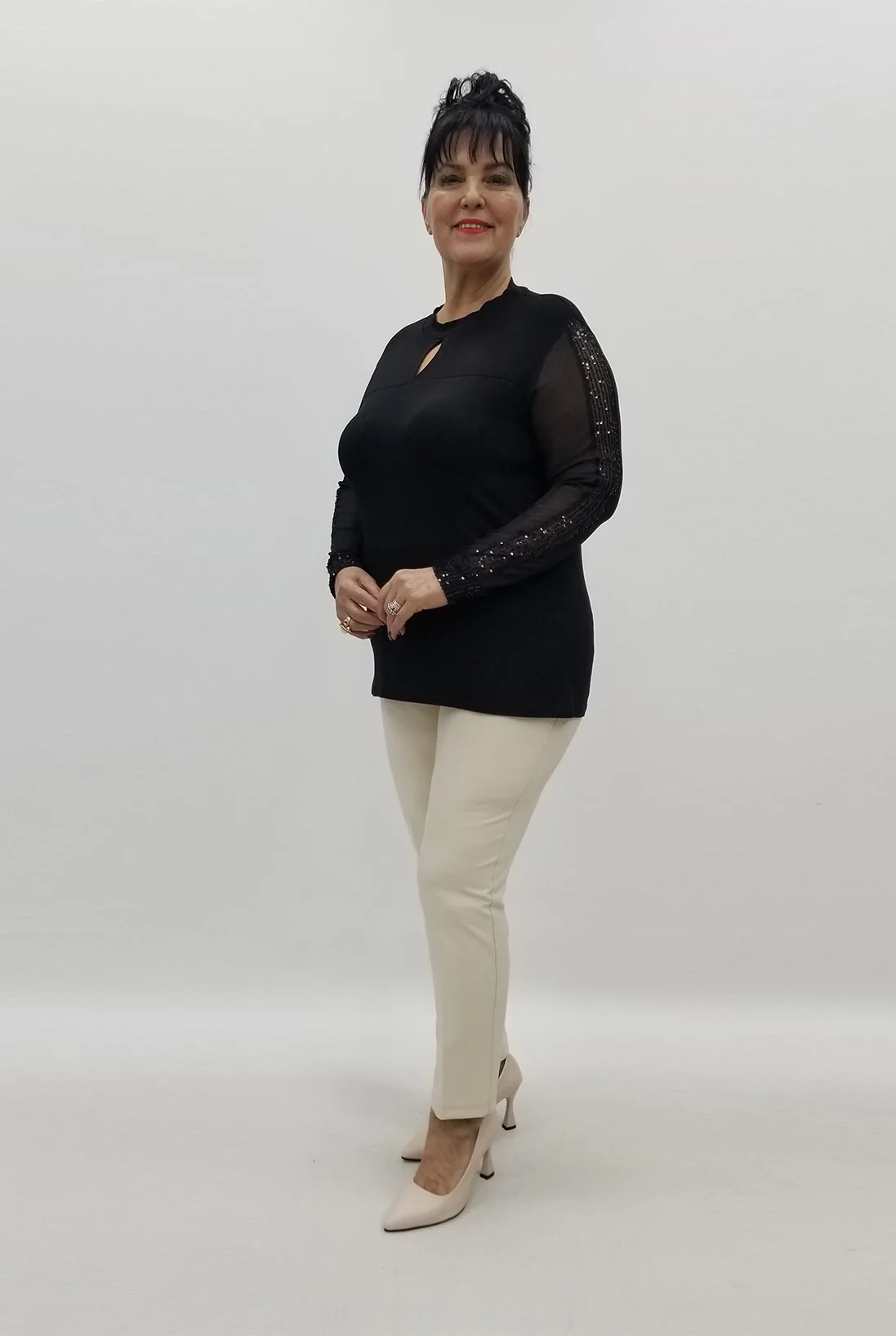 Miraggio Büyük Beden Abiye Bluz 99404 SİYAH