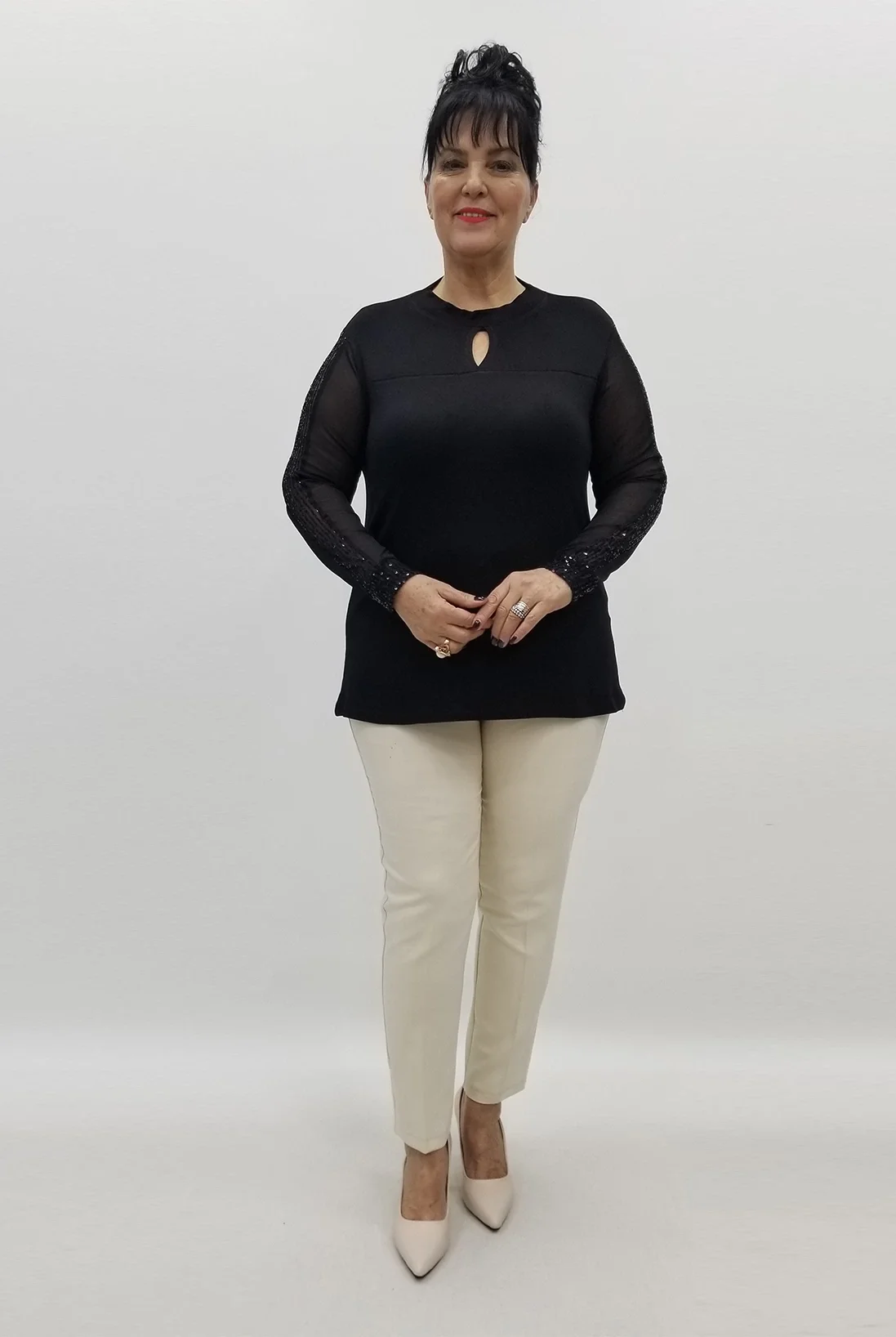 Miraggio Büyük Beden Abiye Bluz 99404 SİYAH