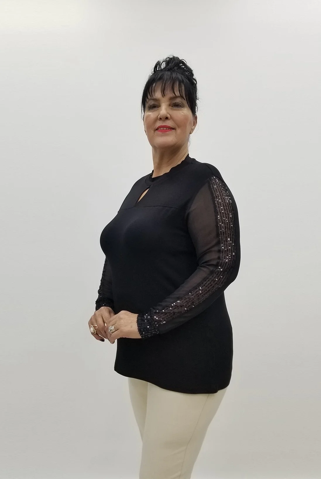 Miraggio Büyük Beden Abiye Bluz 99404 SİYAH