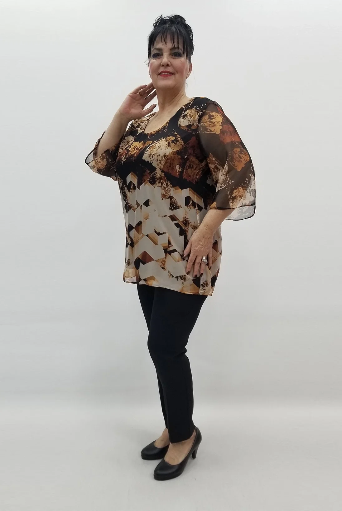 Miraggio Büyük Beden Abiye Bluz 99497 KAHVE