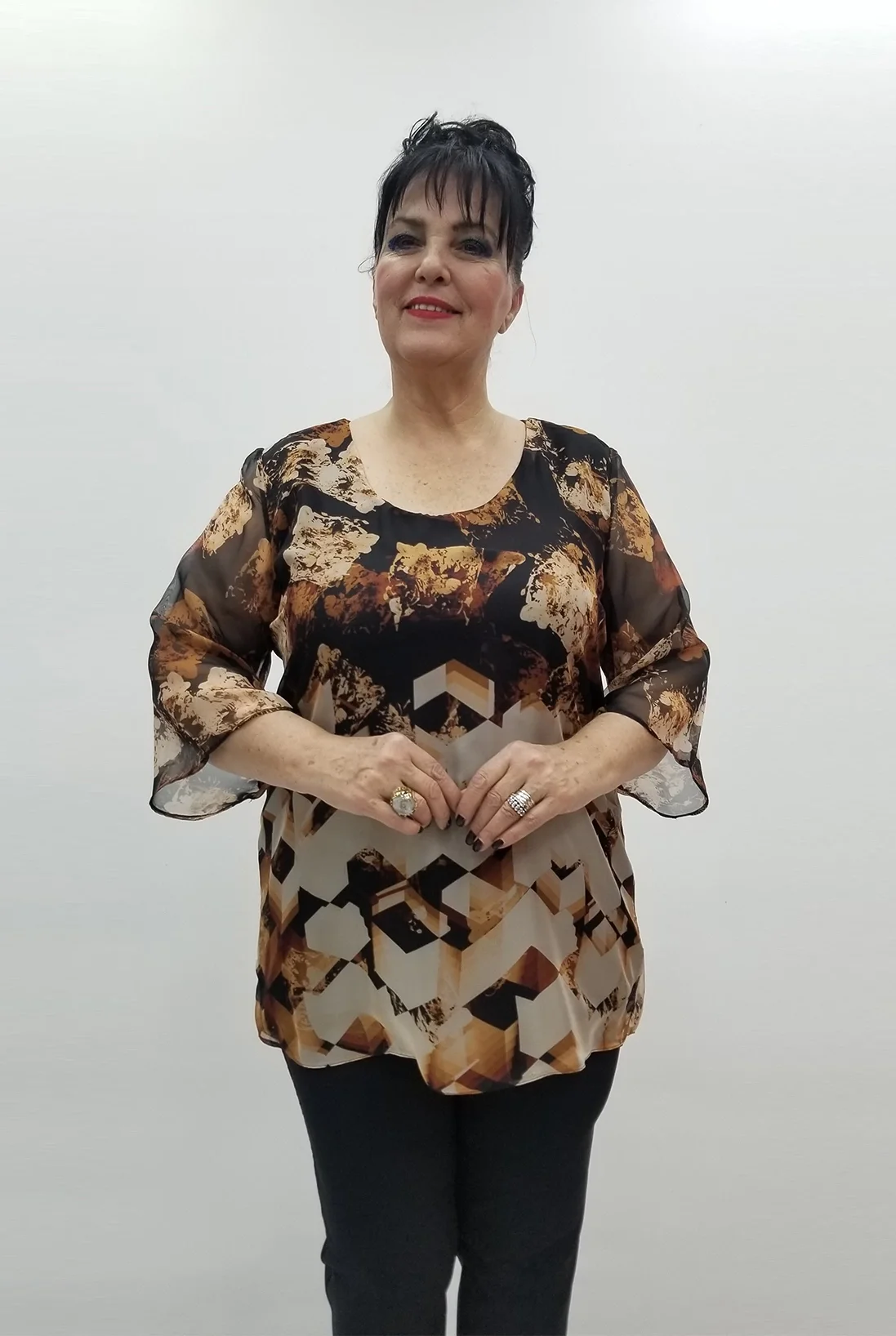 Miraggio Büyük Beden Abiye Bluz 99497 KAHVE