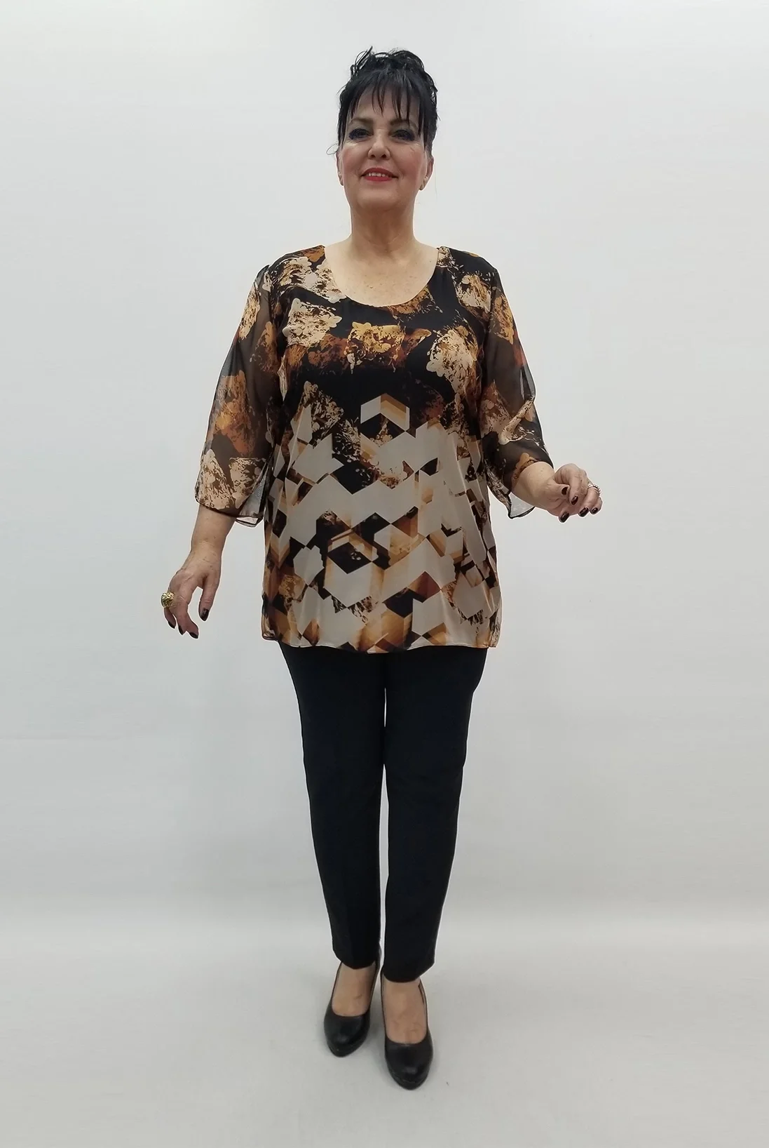 Miraggio Büyük Beden Abiye Bluz 99497 KAHVE