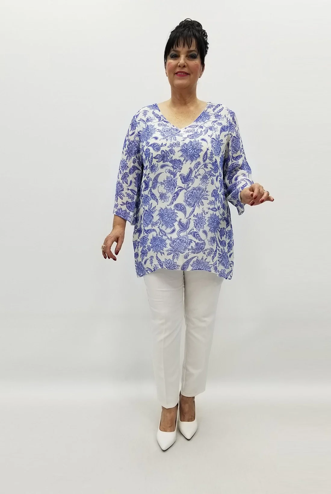 Miraggio Büyük Beden Abiye Bluz 99498 MAVİ