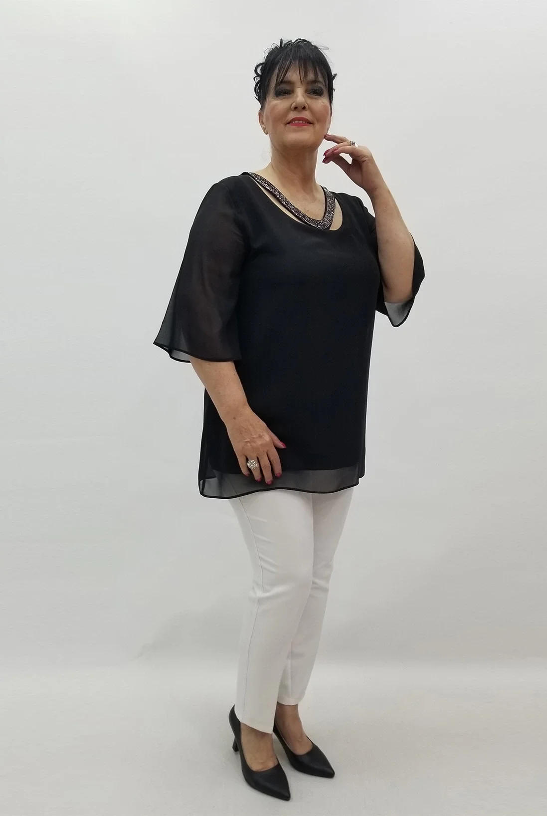 Miraggio Büyük Beden Abiye Bluz 99605 SİYAH