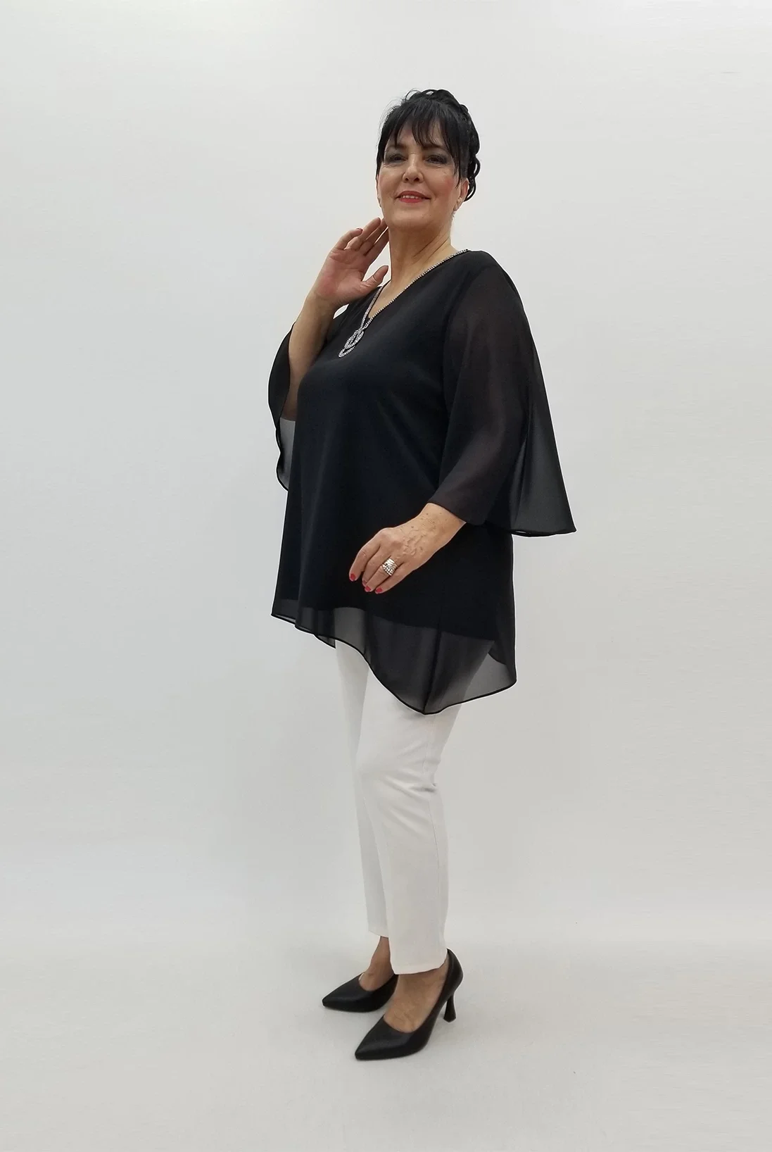 Miraggio Büyük Beden Abiye Bluz 99787 SİYAH