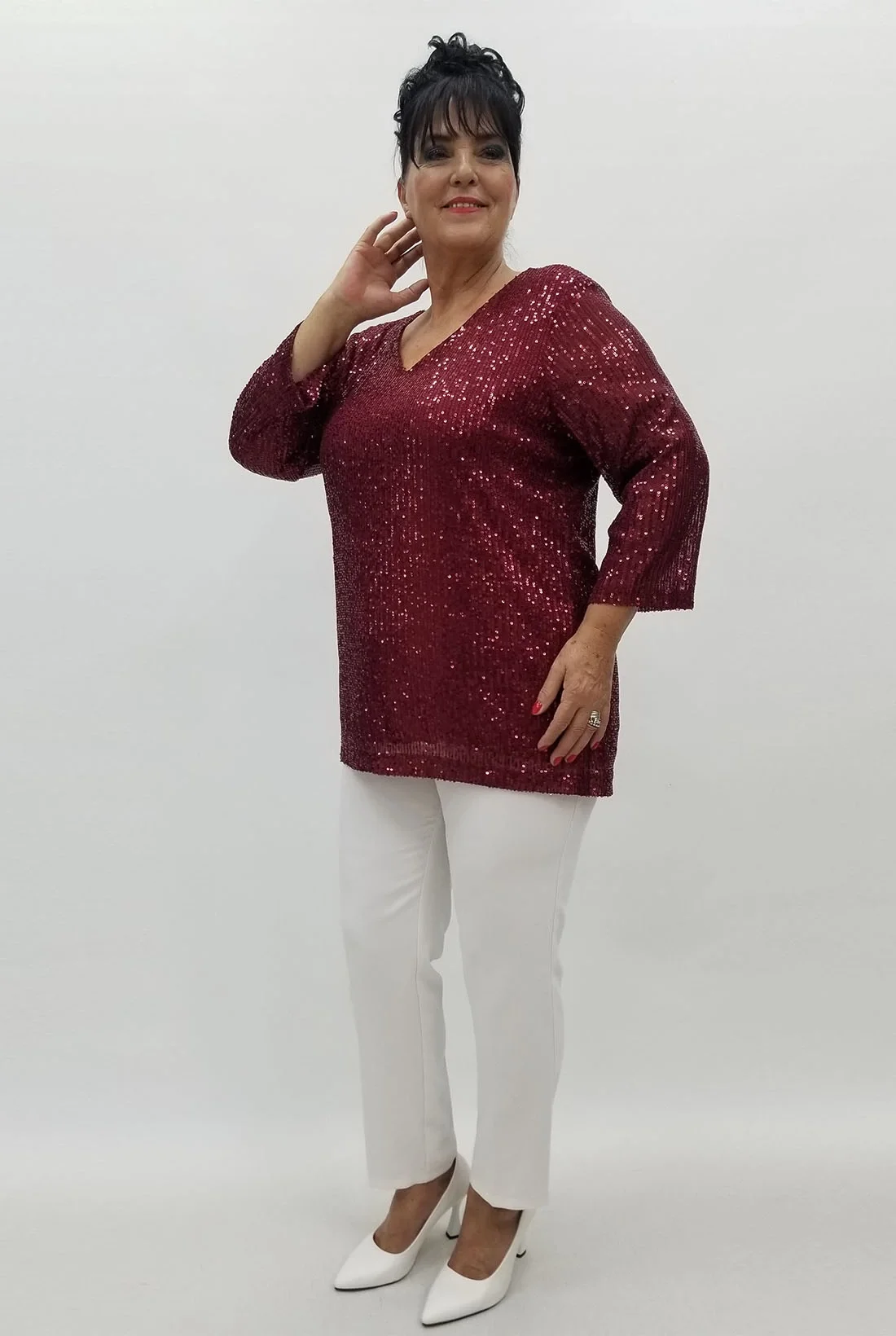 Miraggio Büyük Beden Abiye Bluz 99846 BORDO