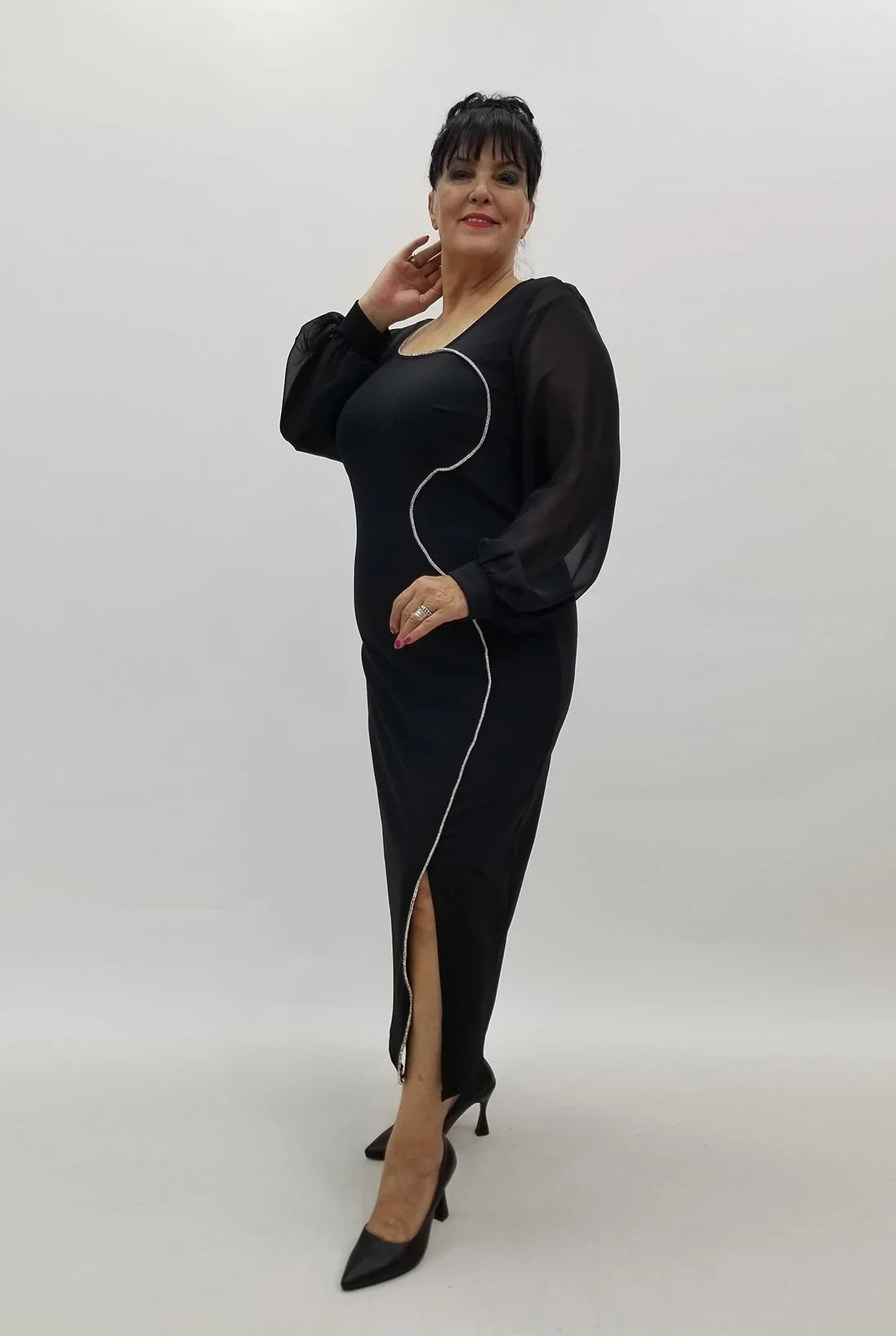 Miraggio Büyük Beden Abiye Elbise 4019 SİYAH