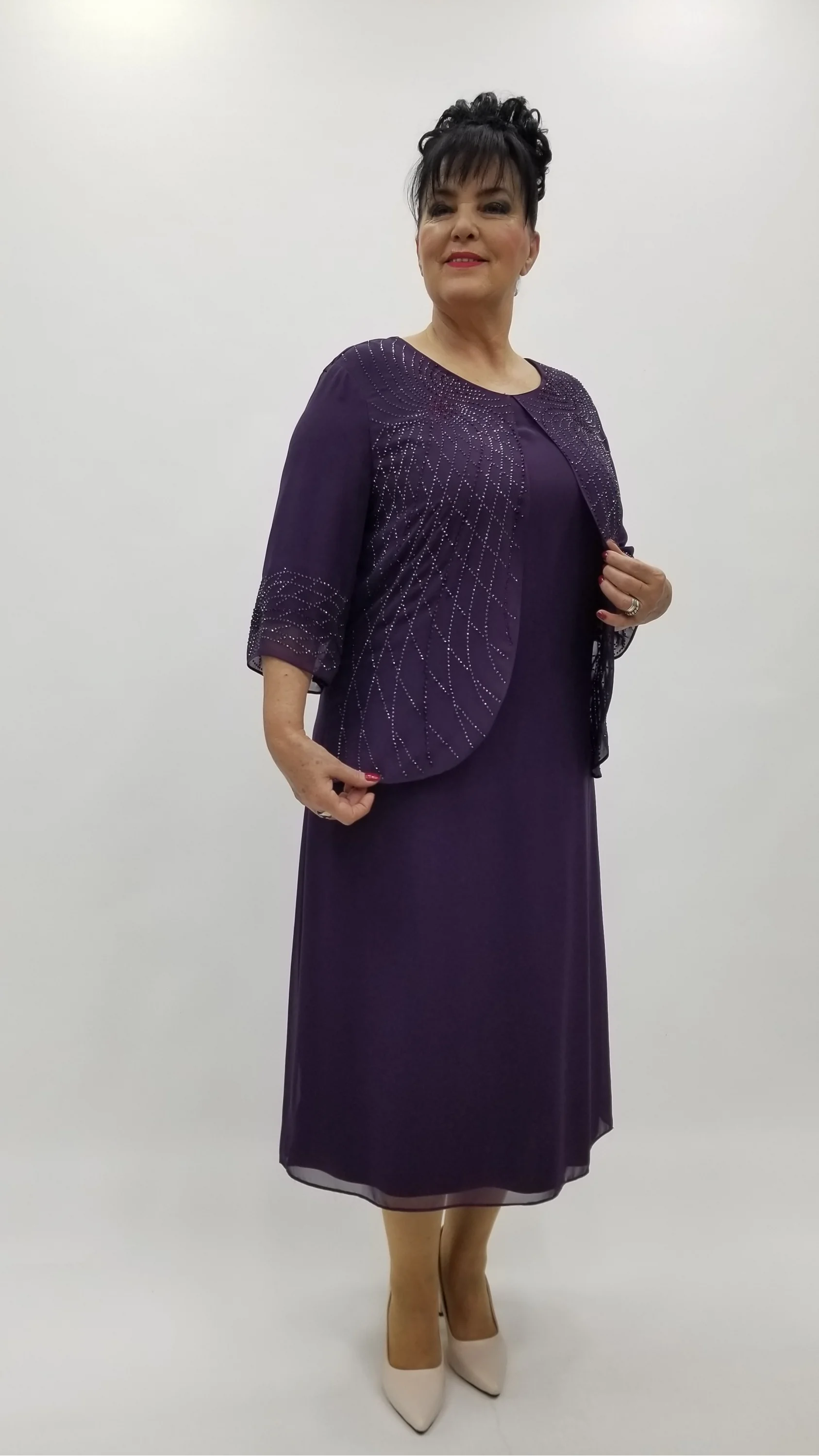 Miraggio Büyük Beden Abiye Elbise 4370 MOR