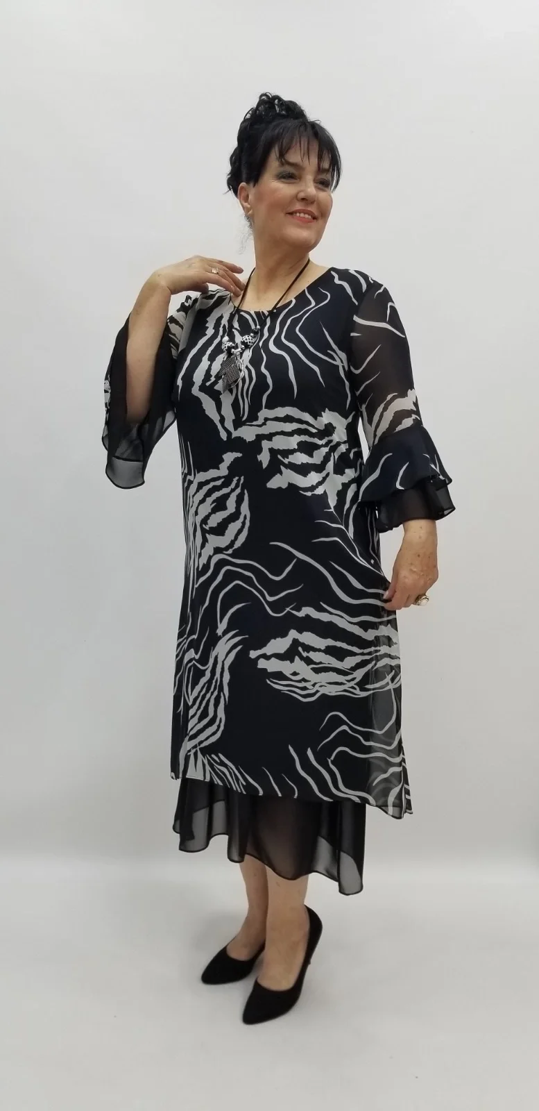 Miraggio Büyük Beden Abiye Elbise 97706 SİYAH/BEYAZ