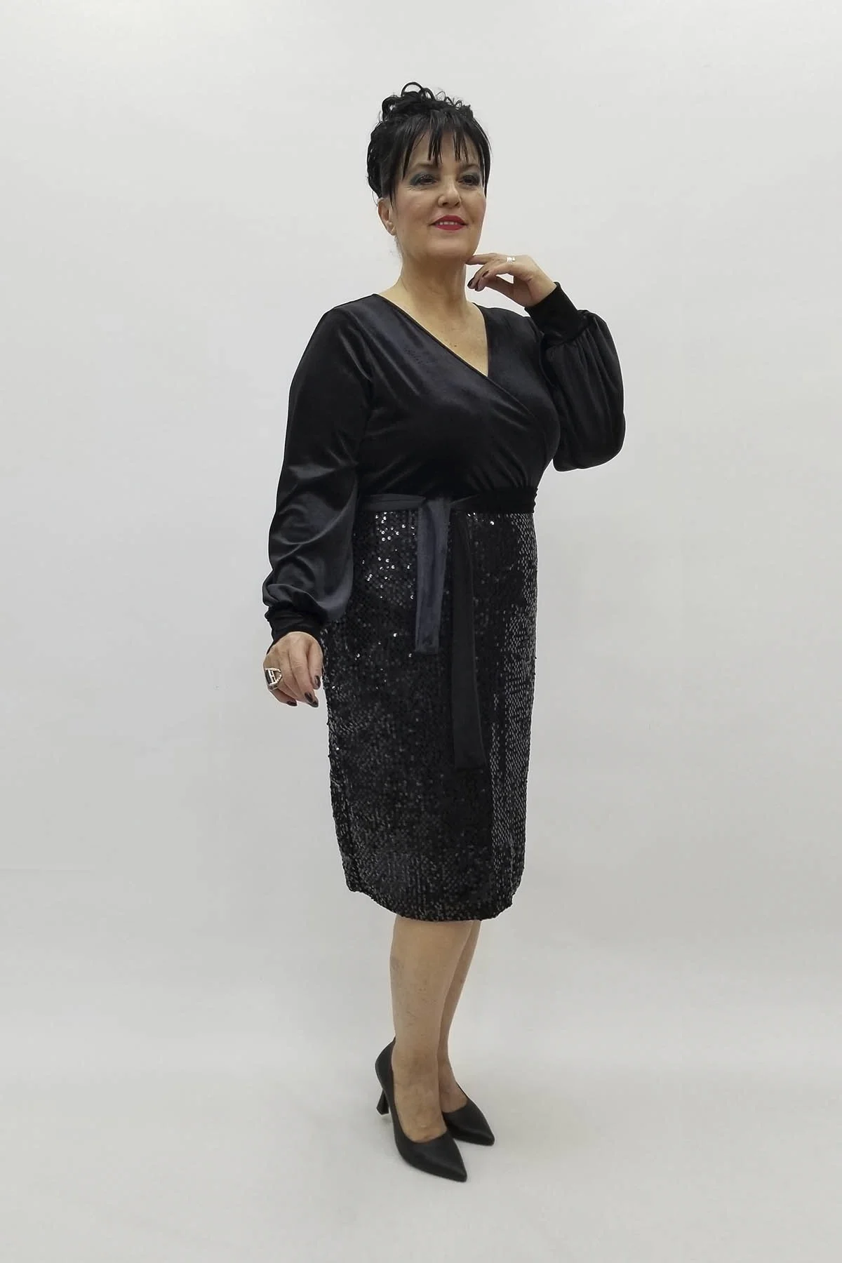 Miraggio Büyük Beden Abiye Elbise 98219 SİYAH