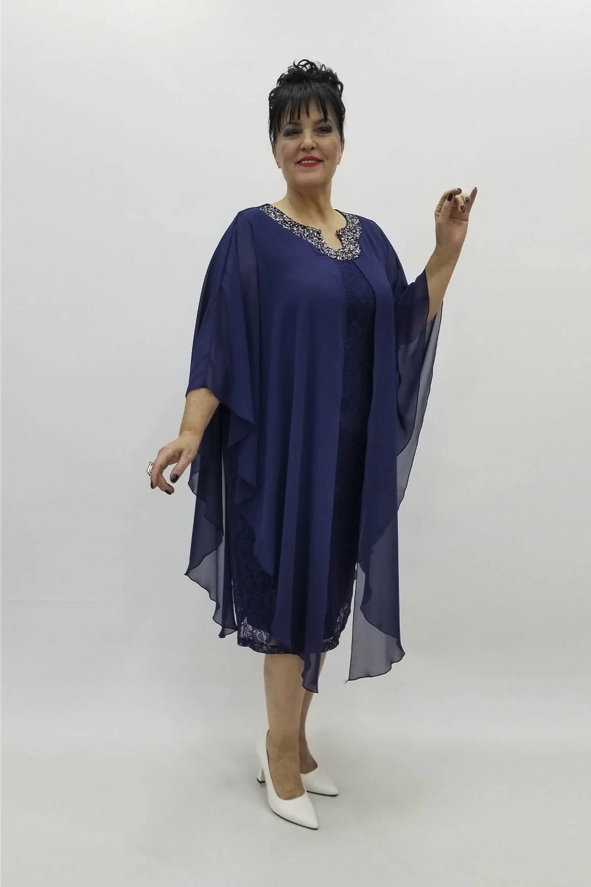 Miraggio Büyük Beden Abiye Elbise 98270 LACİVERT