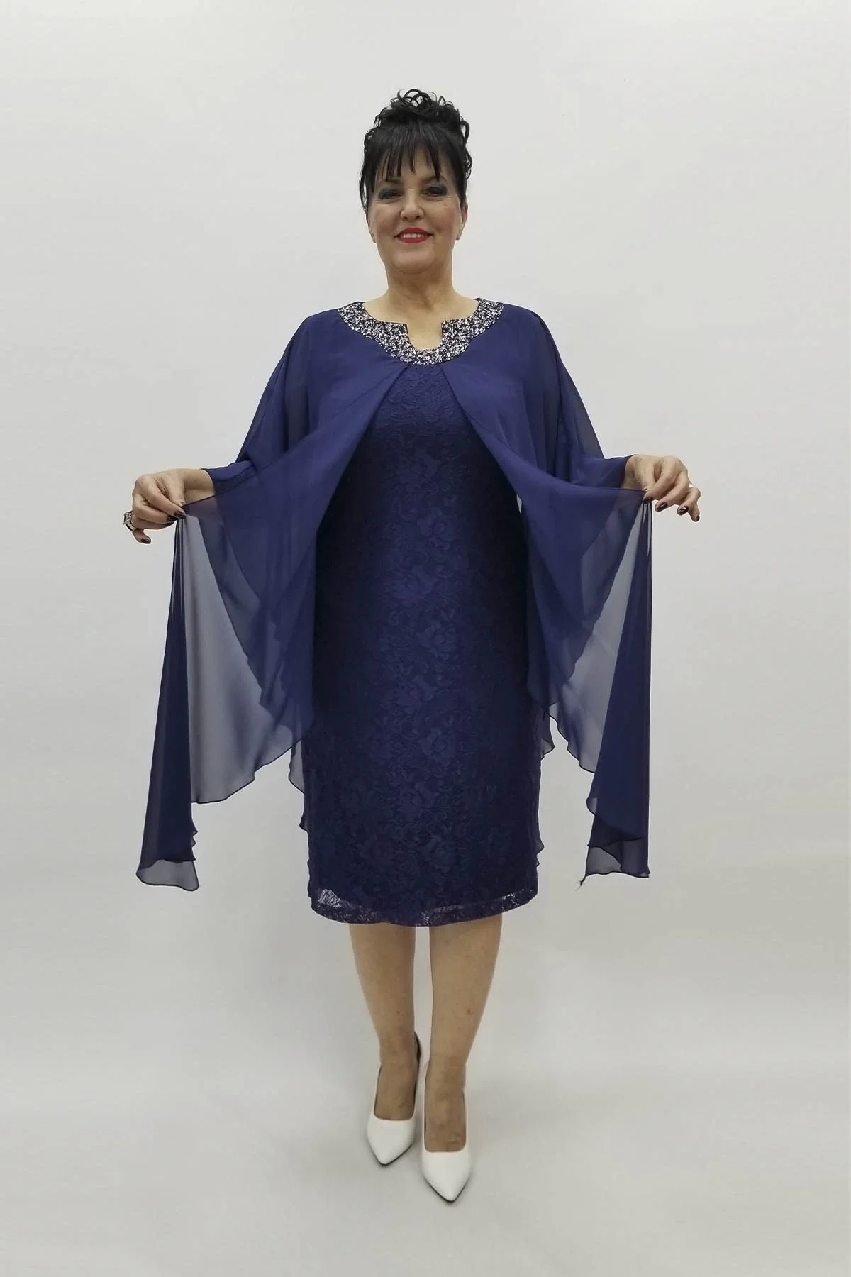 Miraggio Büyük Beden Abiye Elbise 98270 LACİVERT