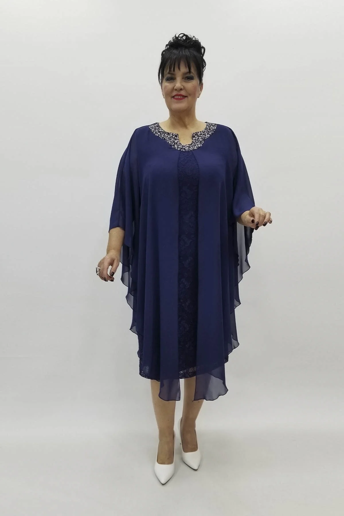 Miraggio Büyük Beden Abiye Elbise 98270 LACİVERT