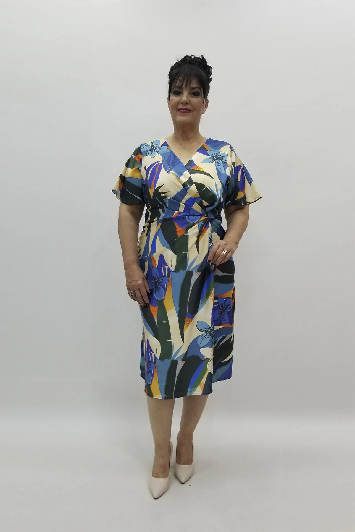 Miraggio Büyük Beden Abiye Elbise 98602 BEJ/LACİVERT