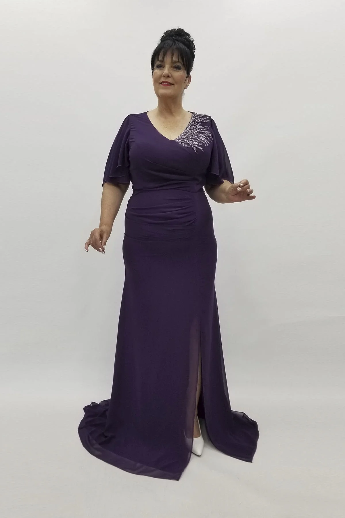 Miraggio Büyük Beden Abiye Elbise 98790 MÜRDÜM