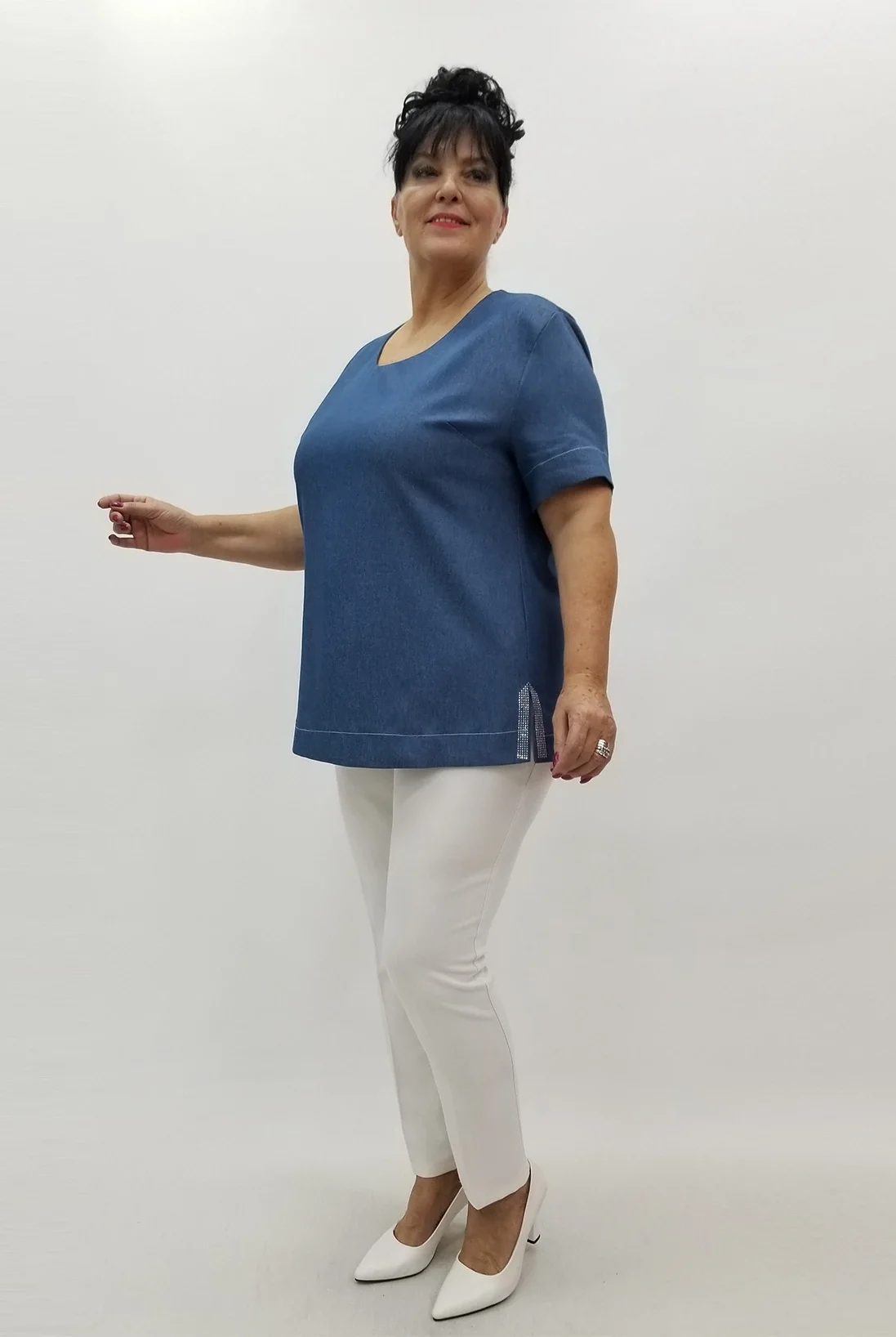 Miraggio Büyük Beden Bluz 4031 KOT MAVİ