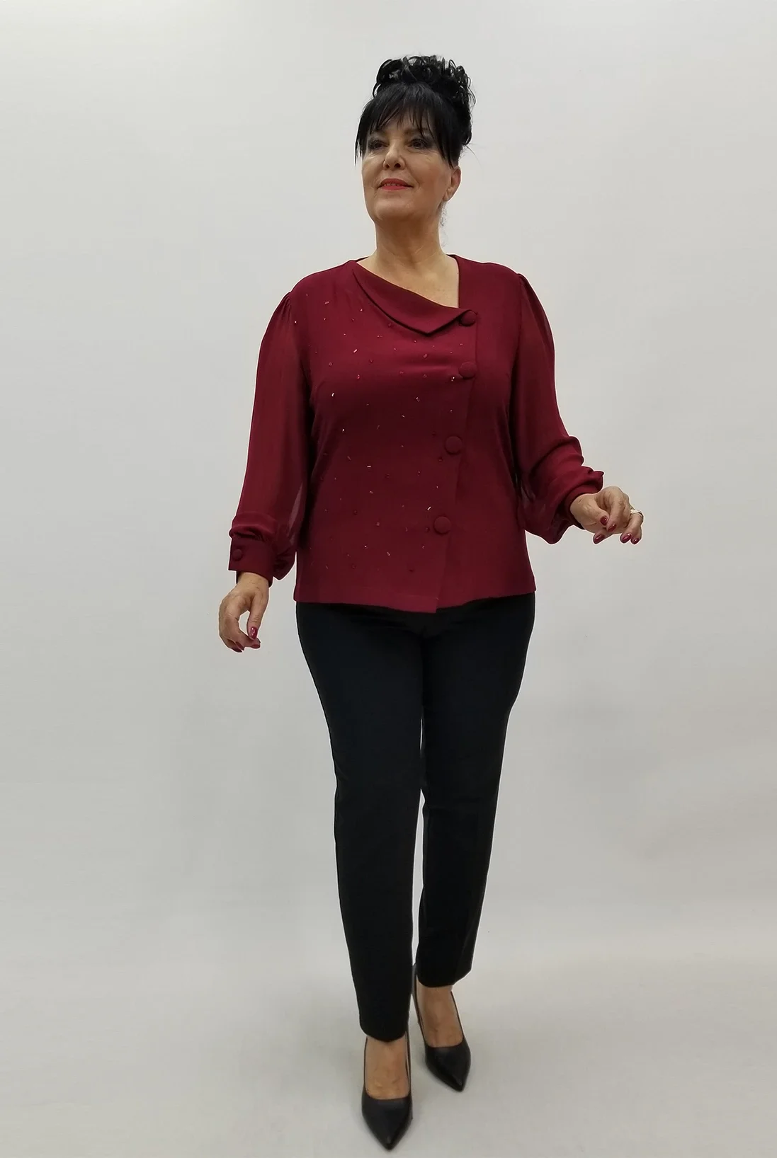 Miraggio Büyük Beden Bluz 4032 BORDO