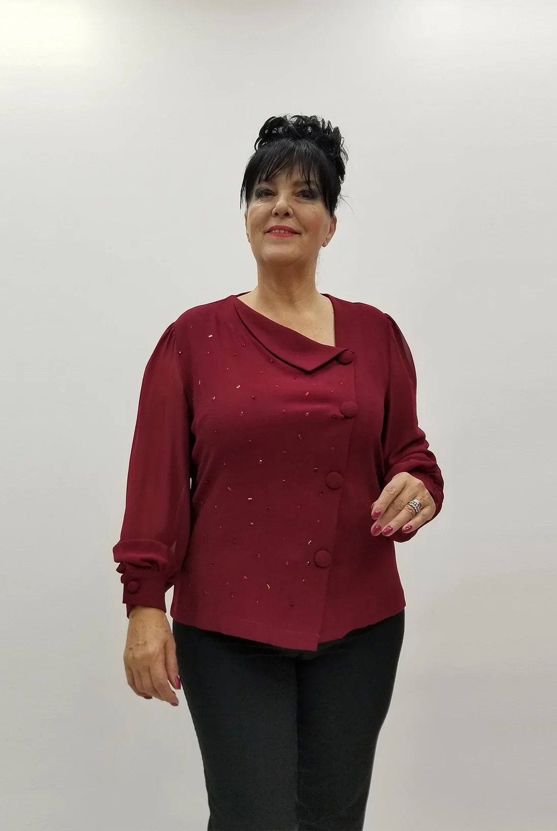 Miraggio Büyük Beden Bluz 4032 BORDO