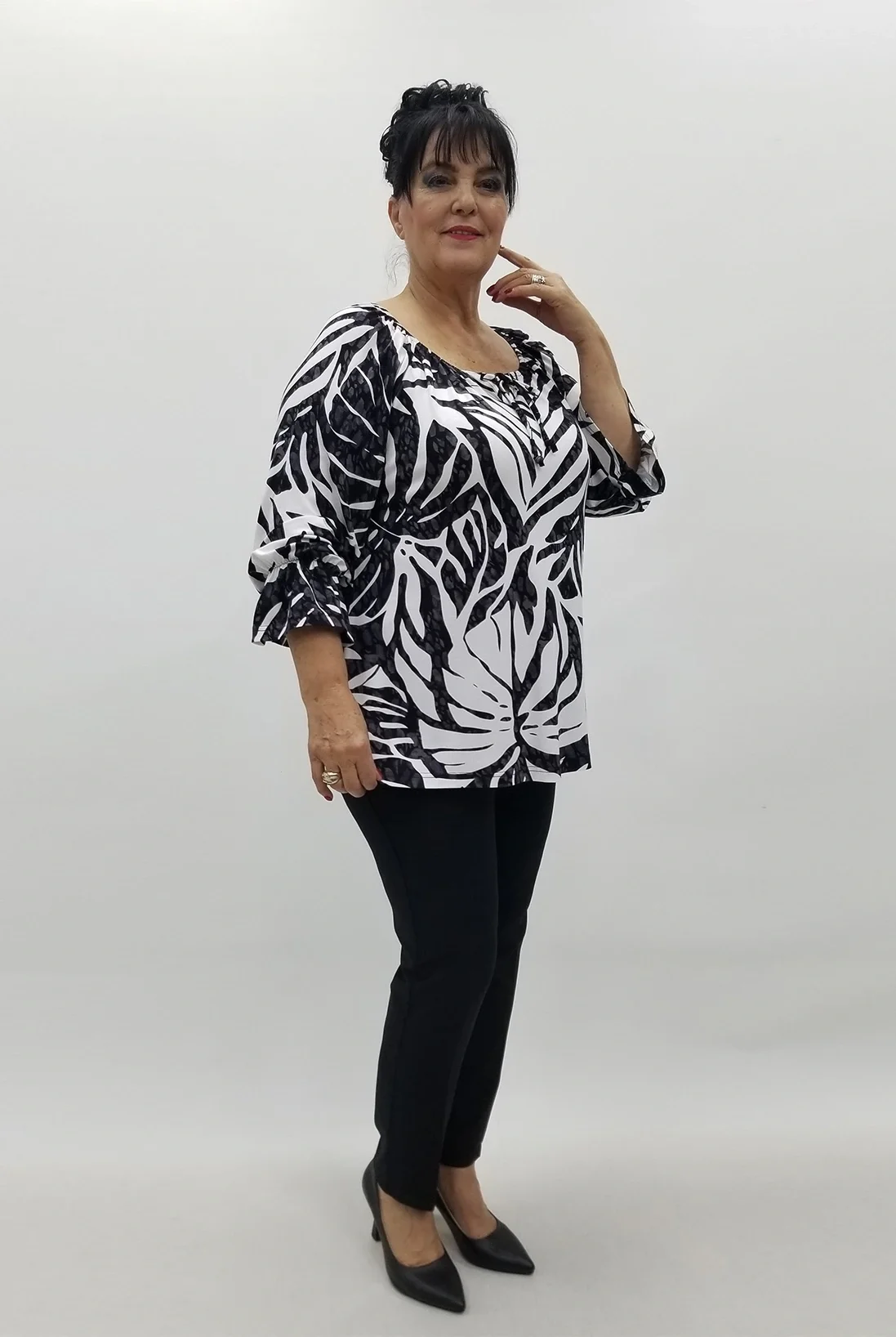 Miraggio Büyük Beden Bluz 4168 SİYAH/BEYAZ