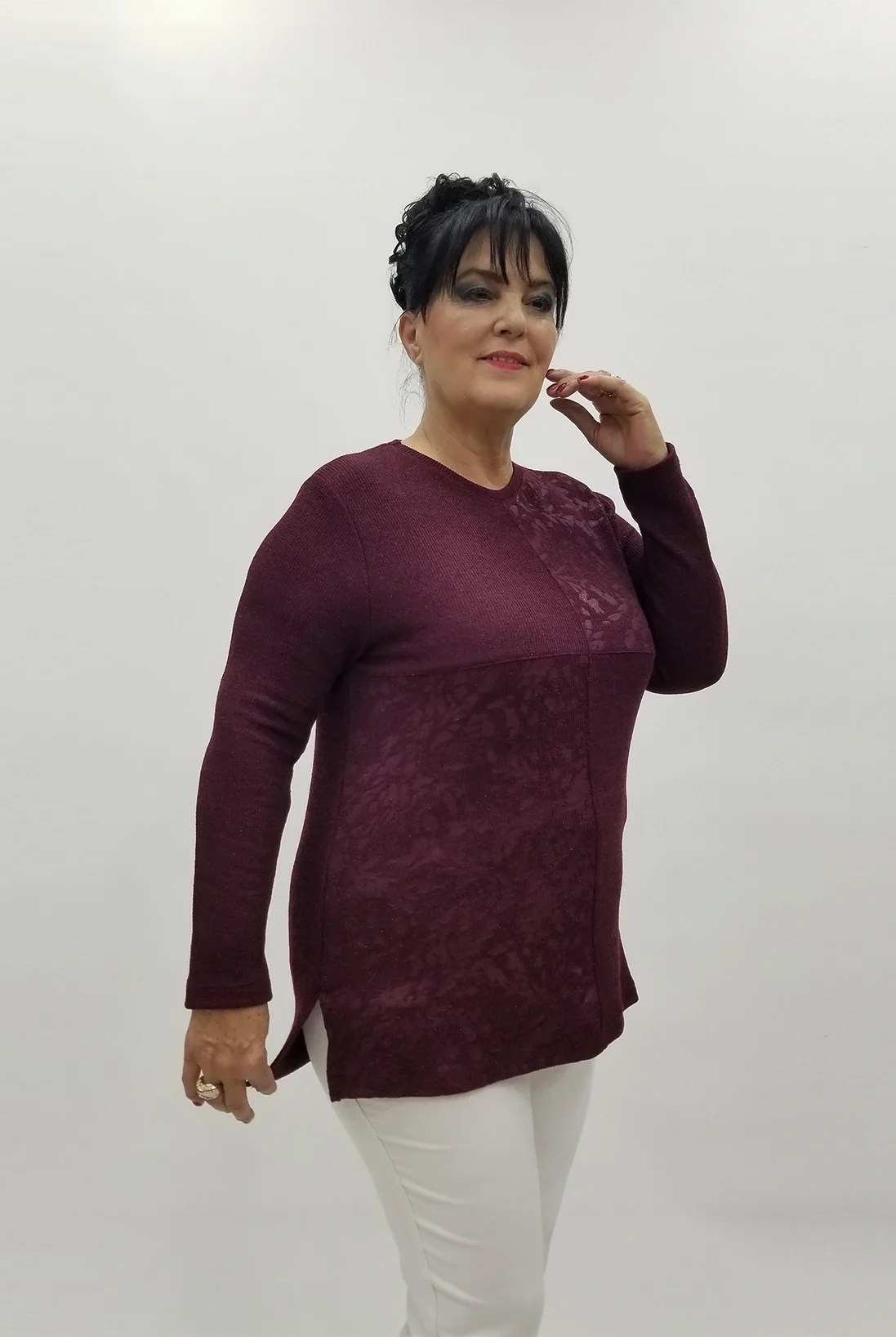 Miraggio Büyük Beden Bluz 4171 BORDO