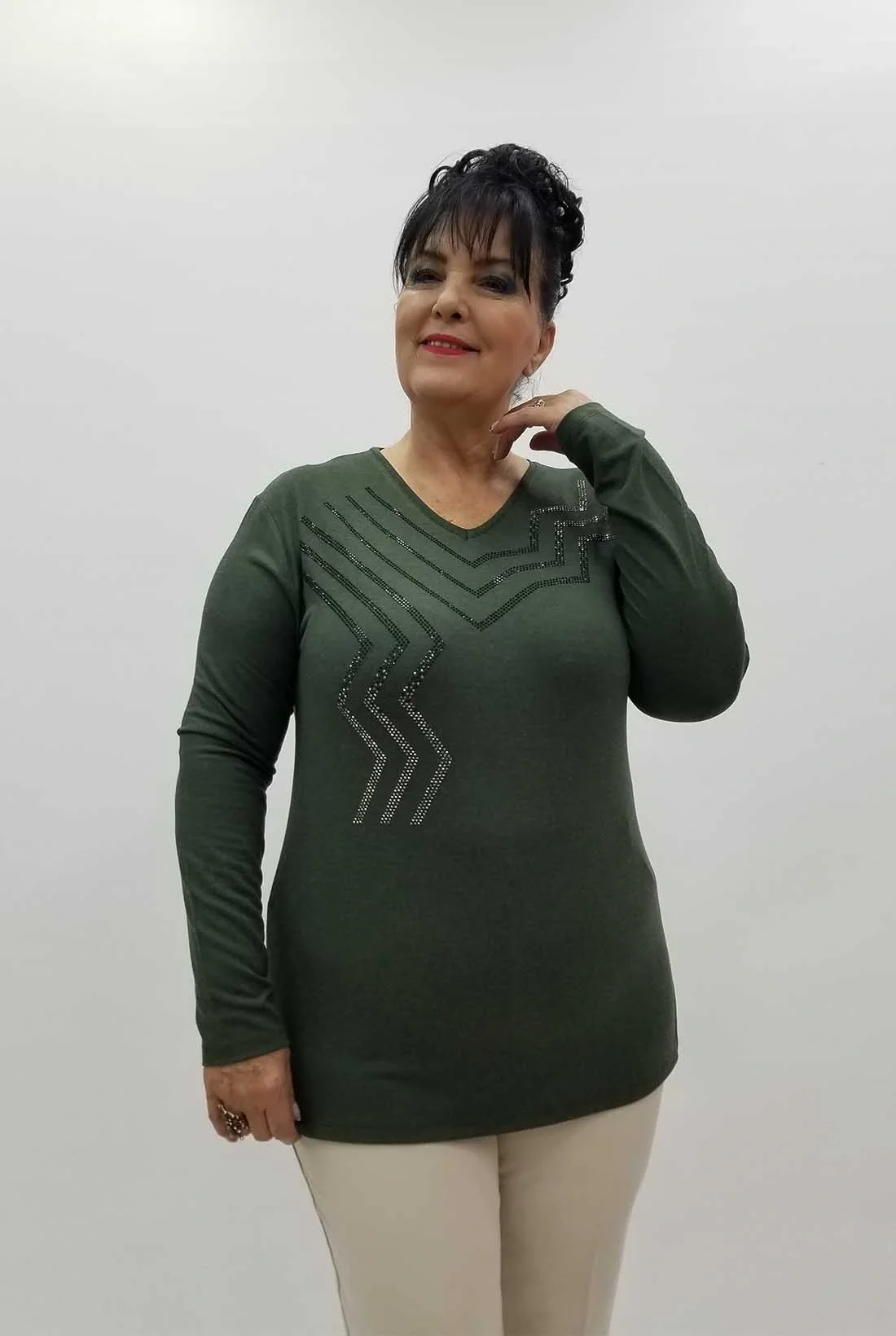 Miraggio Büyük Beden Bluz 4224 HAKİ