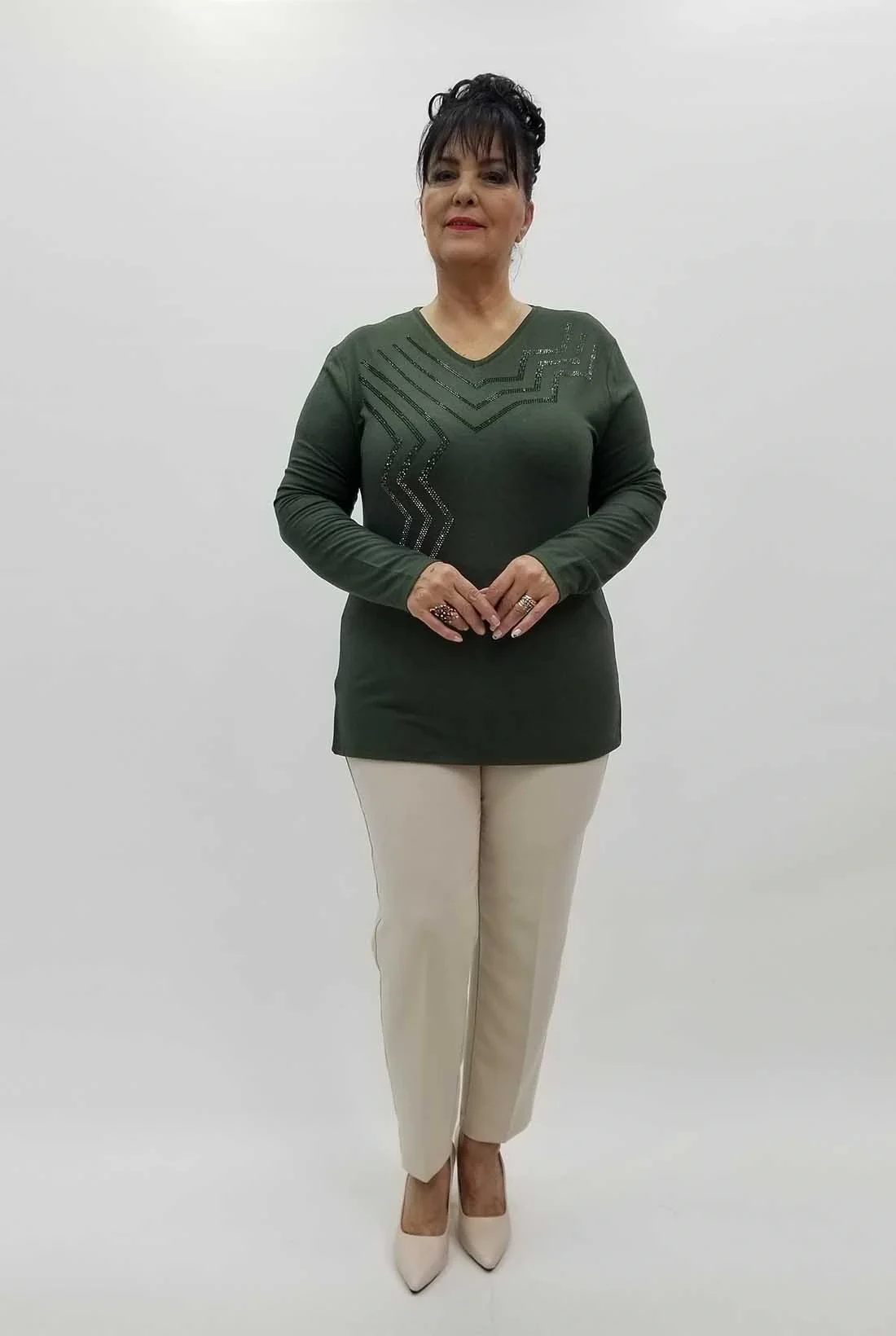 Miraggio Büyük Beden Bluz 4224 HAKİ