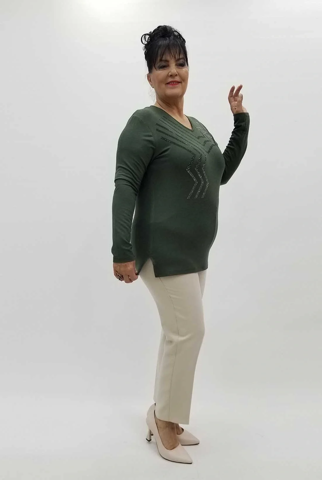 Miraggio Büyük Beden Bluz 4224 HAKİ